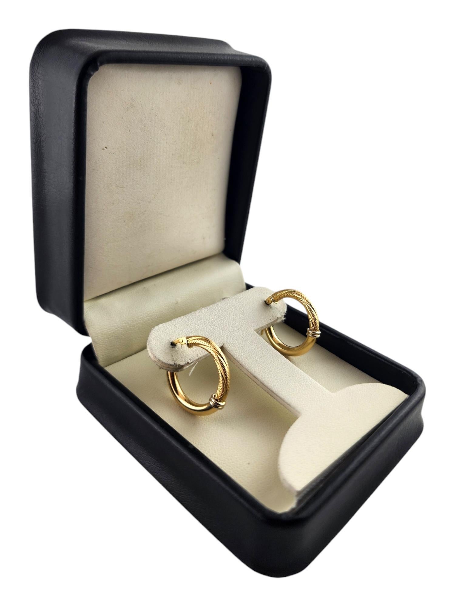UnoAEre 18 Karat Yellow & White Gold Hoop Earrings #18779 5