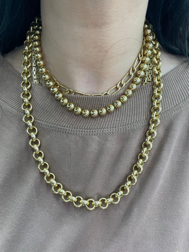 UnoAErre 14 Karat Yellow Gold Rolo Link Necklace Bracelet