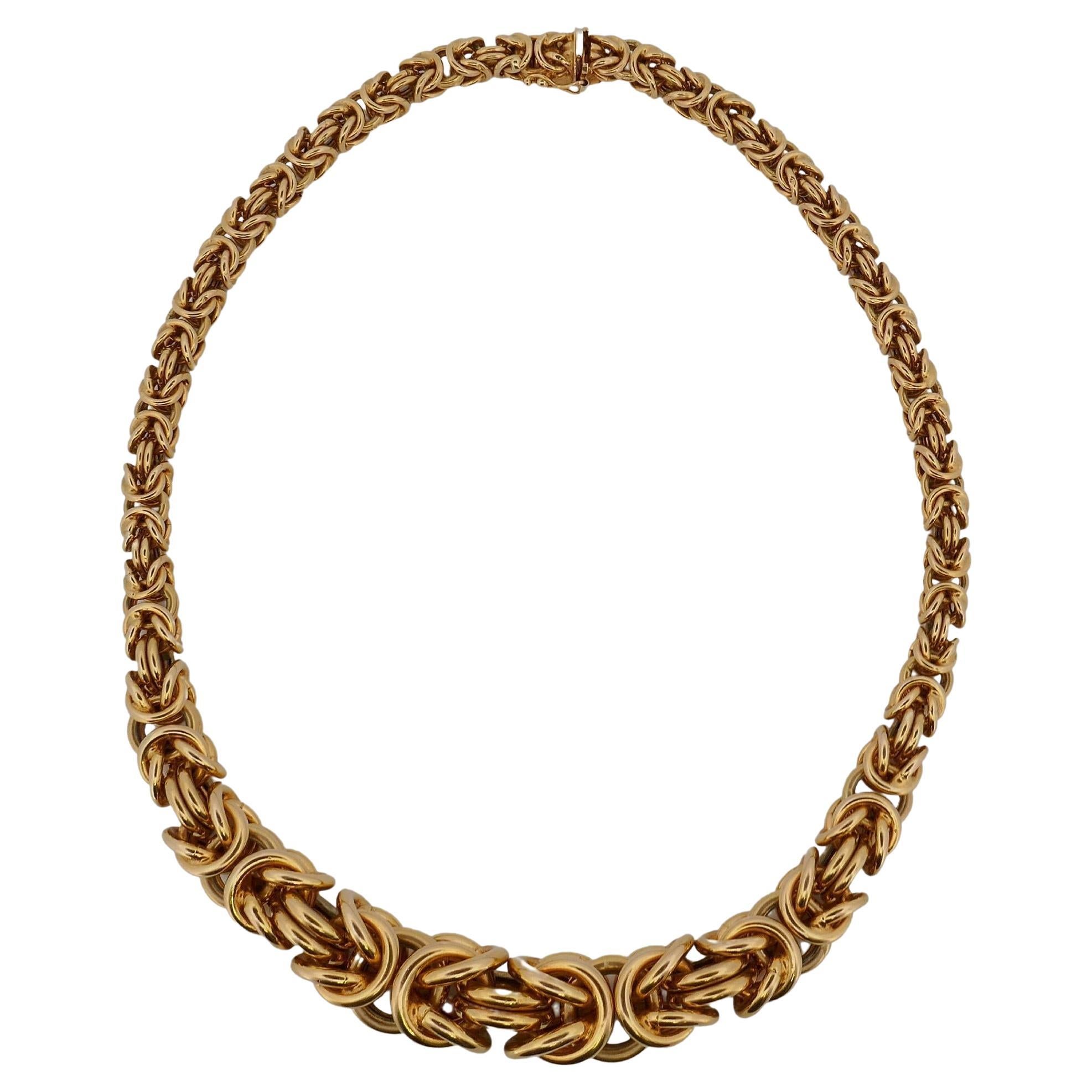 UnoAErre 14k Gold-Halskette mit gedrehtem Ring  im Angebot