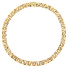 UnoAErre 14k Gelbgold 17" breite polierte geflochtene Gliederkette Halskette