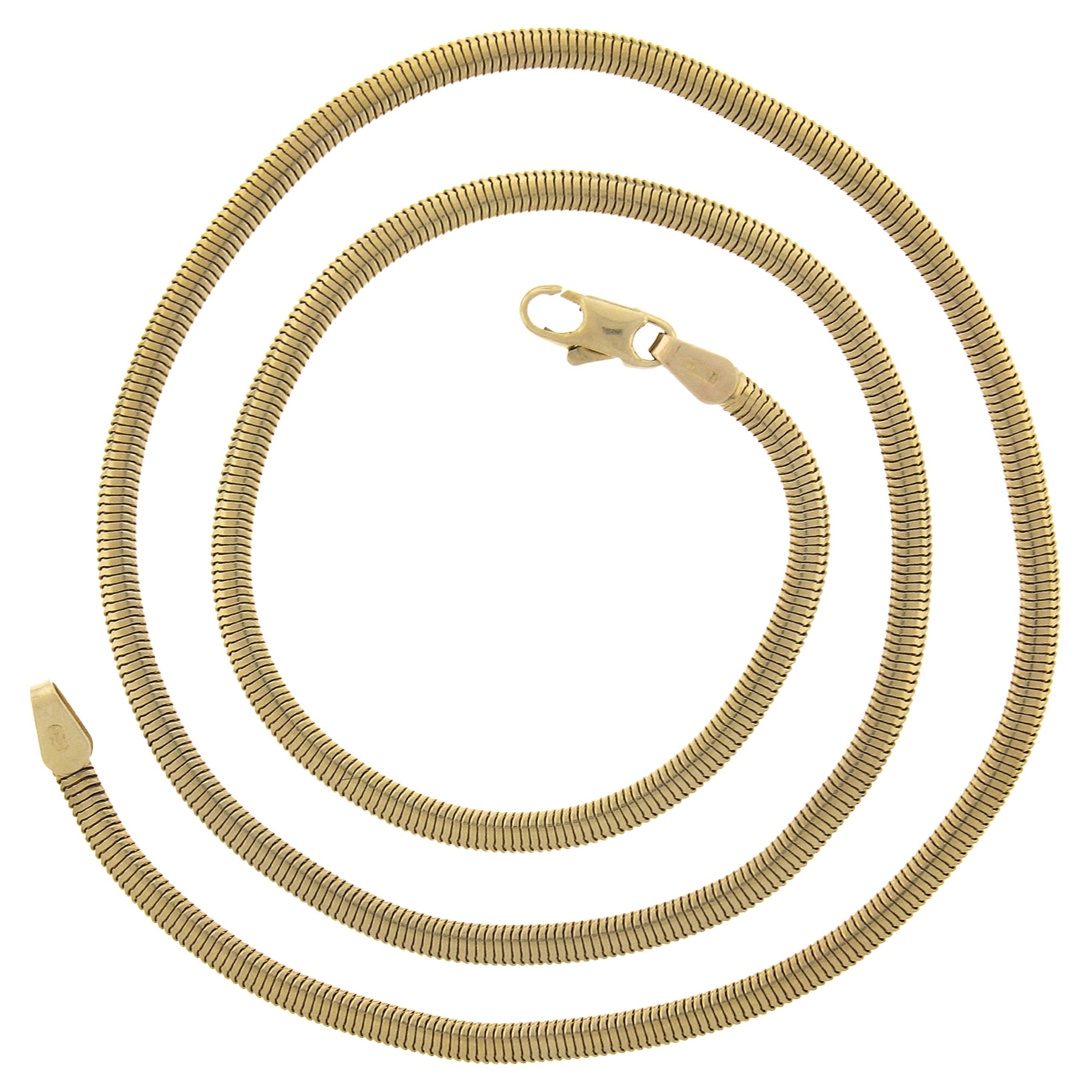 UNOAERRE 14K Gelbgold 18" Flache Schlangen-Gliederkette Halskette mit Hummerklaue im Angebot
