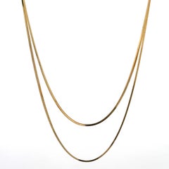 UNOAERRE 14k Yellow Gold 24" Long Squared Snake Link Chain Necklace