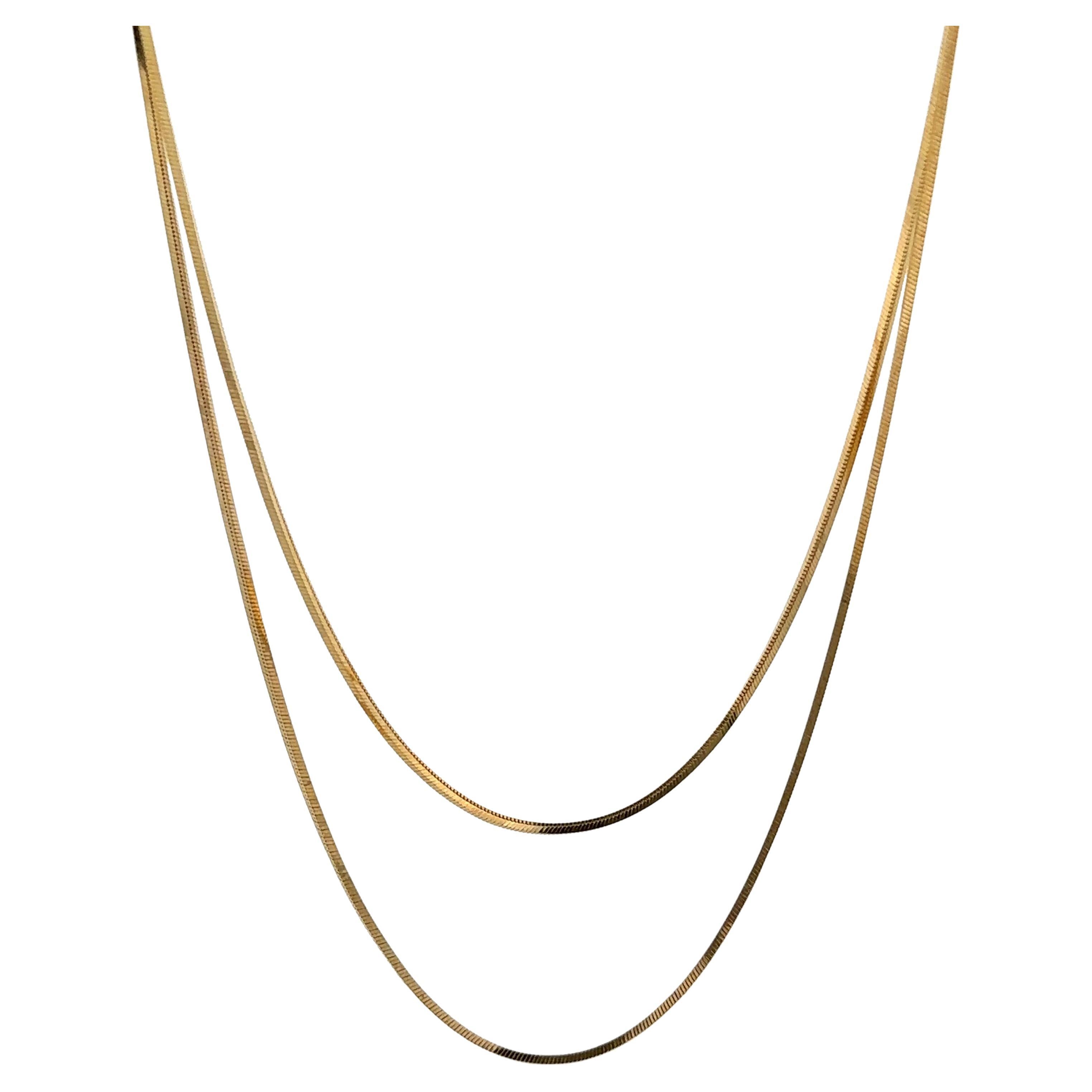 UNOAERRE 14k Gelbgold 24" Lange quadratische Schlangen-Gliederkette Halskette