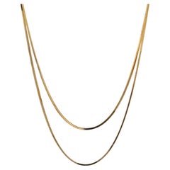 UNOAERRE 14k Gelbgold 24" Lange quadratische Schlangen-Gliederkette Halskette