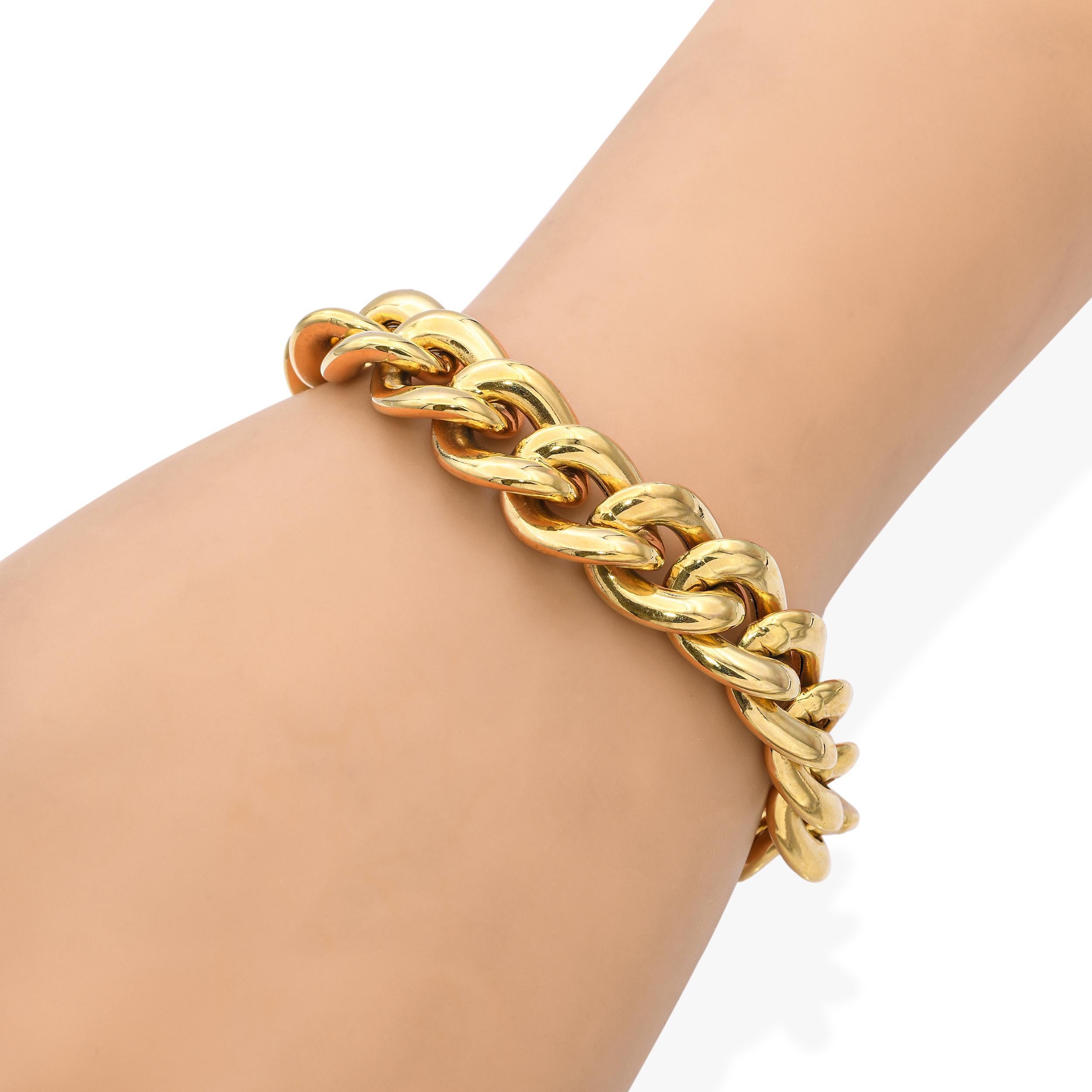Unoaerre Pulsera Cadena Gruesa Oro Amarillo 14k en Bueno estado para la venta en New York, NY