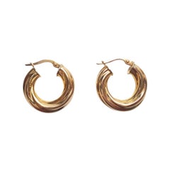 UnoAErre 14K Yellow Gold Twisted Hoop Earrings #17624