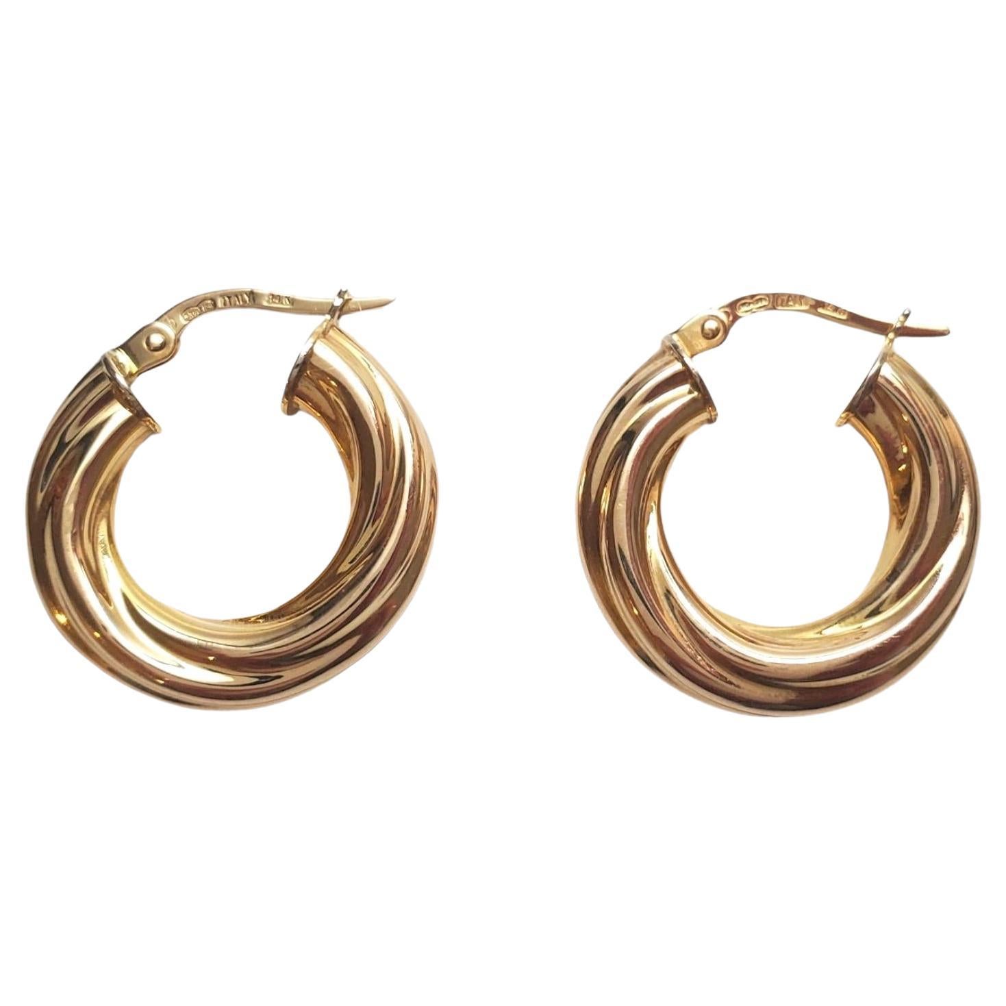 UnoAErre 14K Yellow Gold Twisted Hoop Earrings #17624