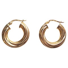 UnoAErre 14K Yellow Gold Twisted Hoop Earrings #17624
