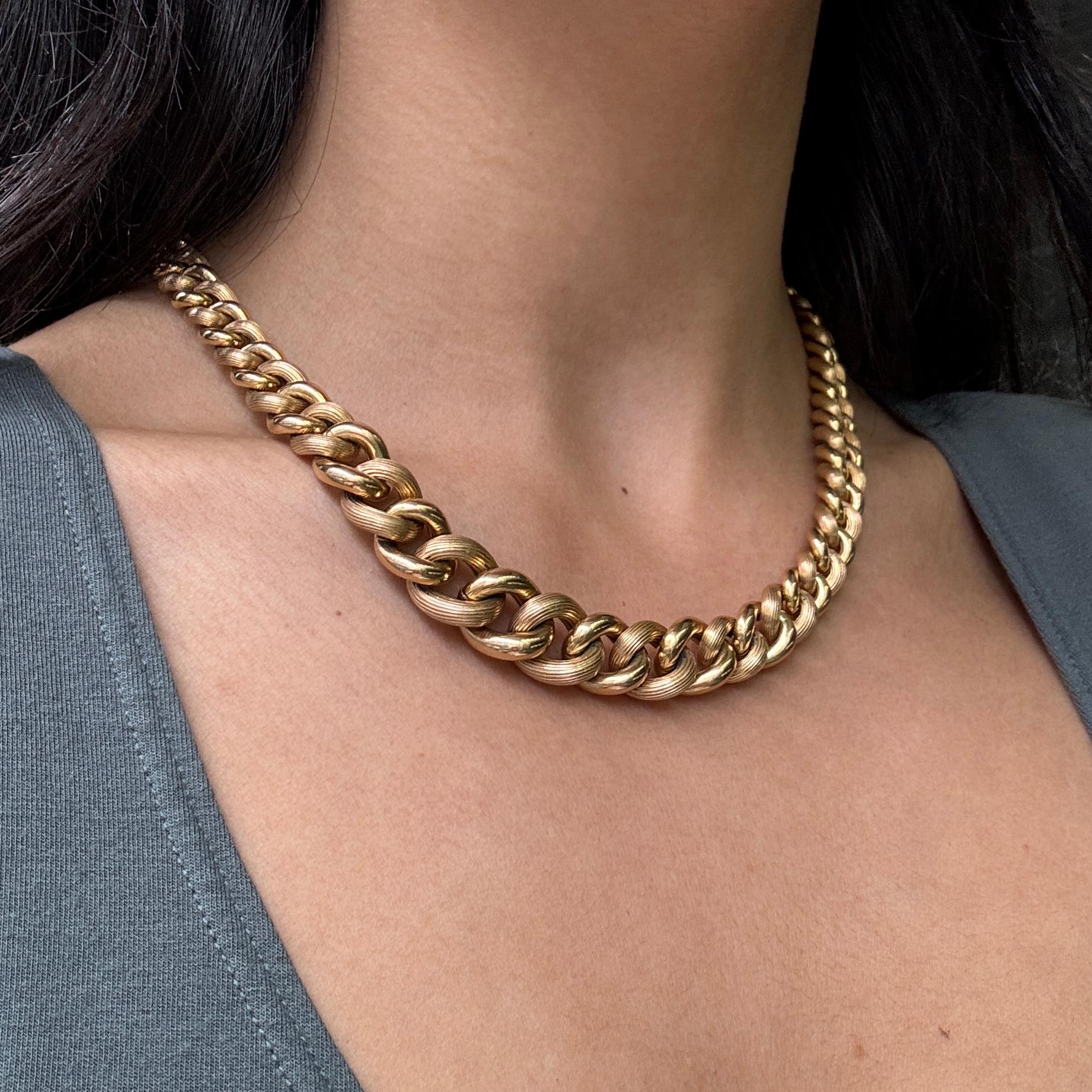 UnoAErre, chaîne à maillons creux et épais en or jaune 18 carats, Italie Unisexe en vente