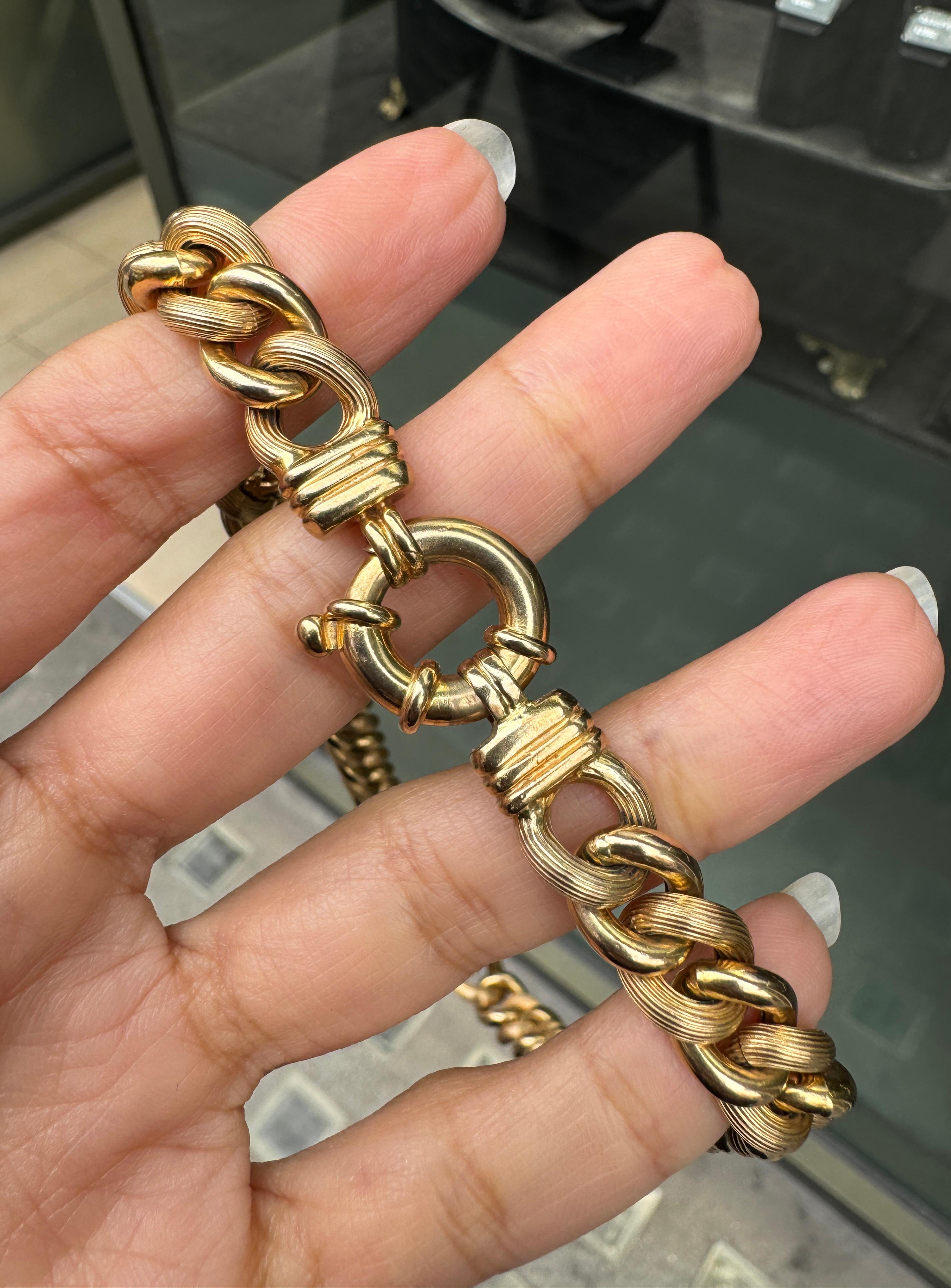 UnoAErre, chaîne à maillons creux et épais en or jaune 18 carats, Italie en vente 3