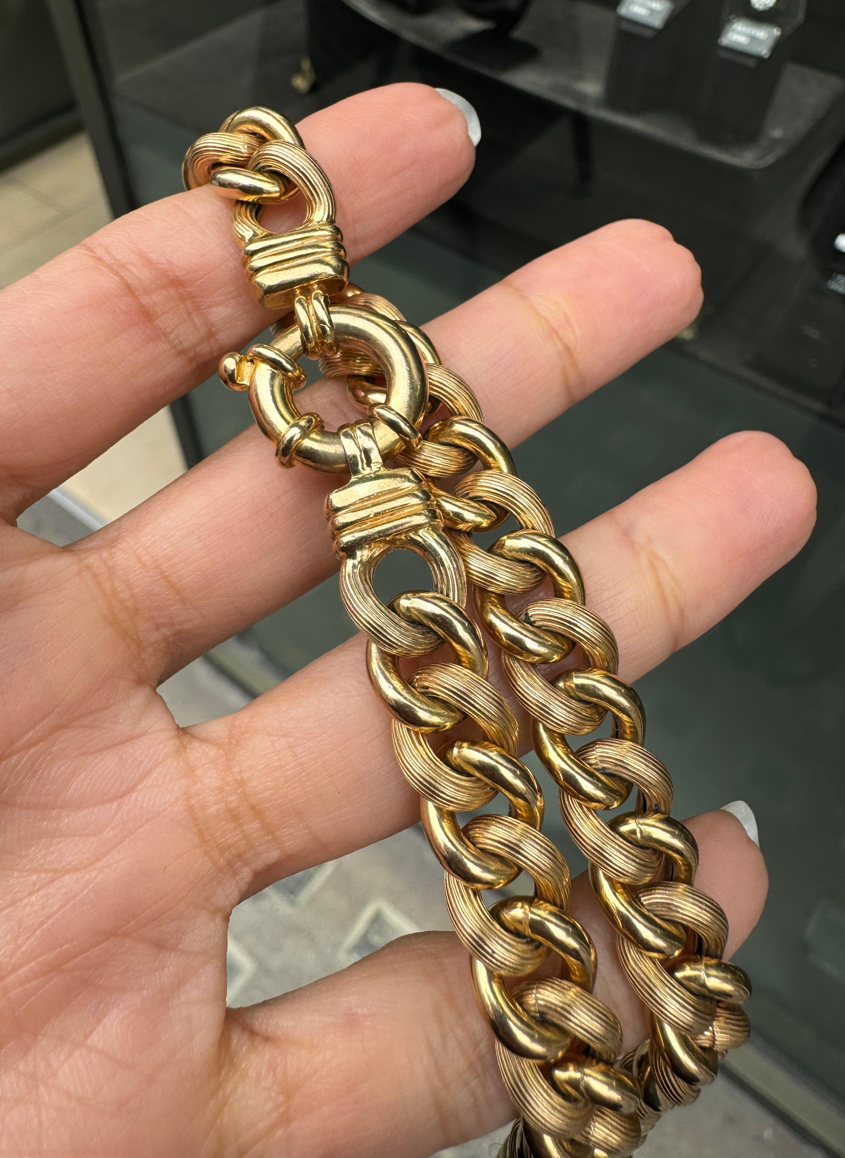 UnoAErre, chaîne à maillons creux et épais en or jaune 18 carats, Italie en vente 4