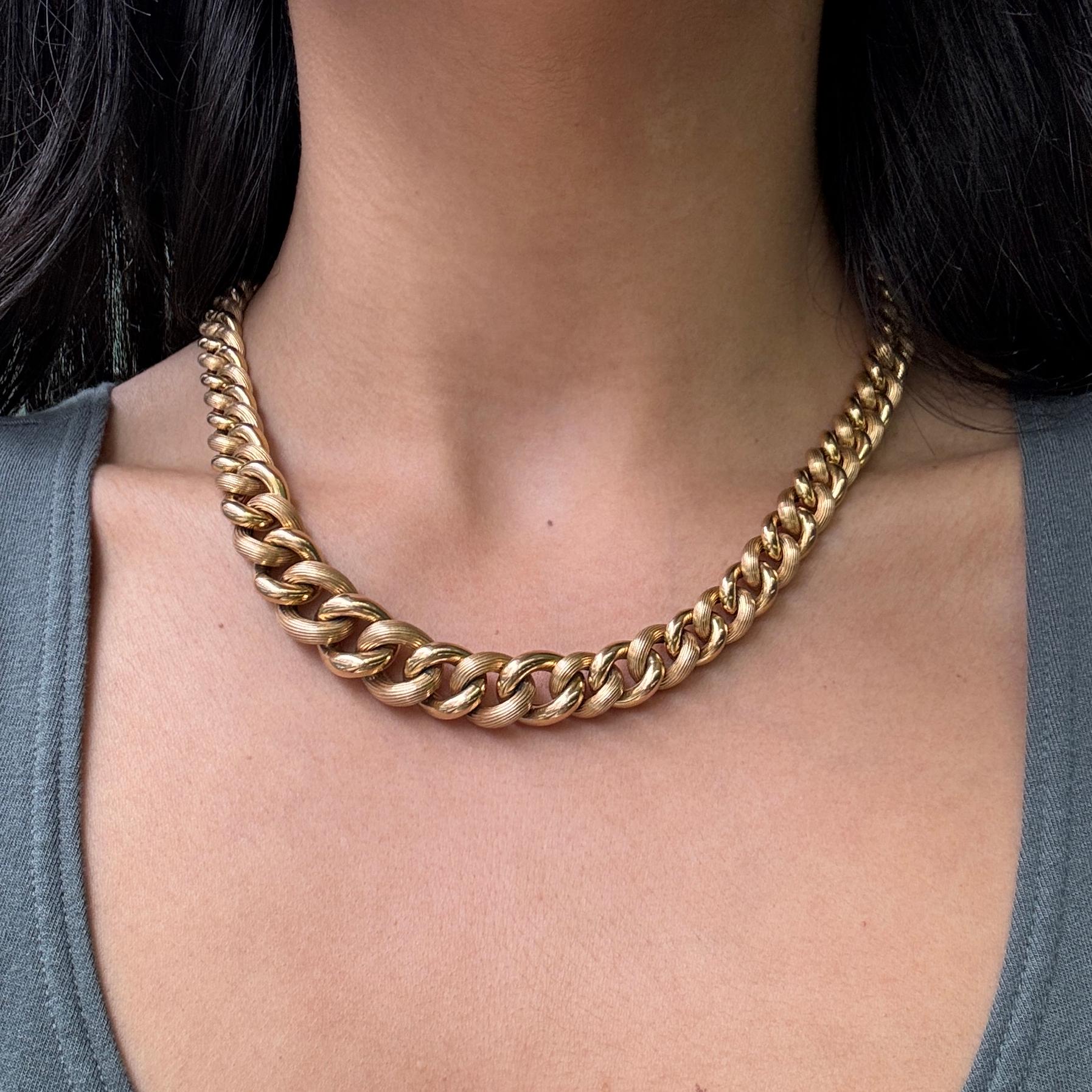 UnoAErre, chaîne à maillons creux et épais en or jaune 18 carats, Italie en vente 5