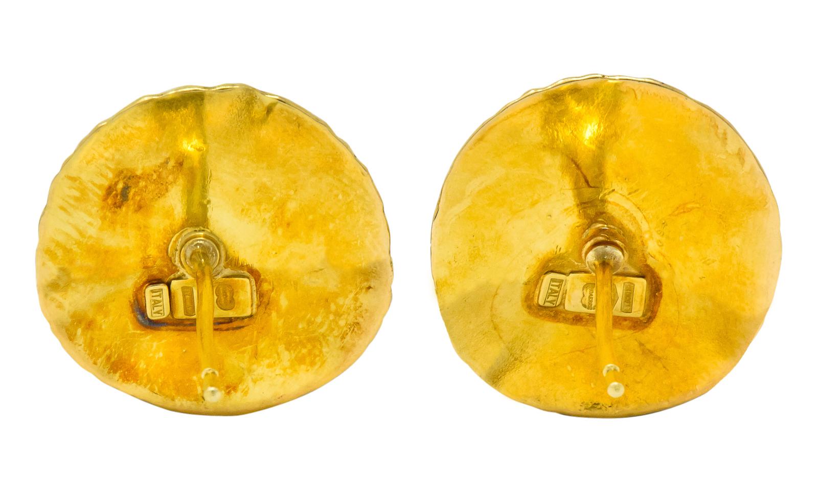 Unoaerre 18 Karat Yellow Gold Textured Disc Earrings 1