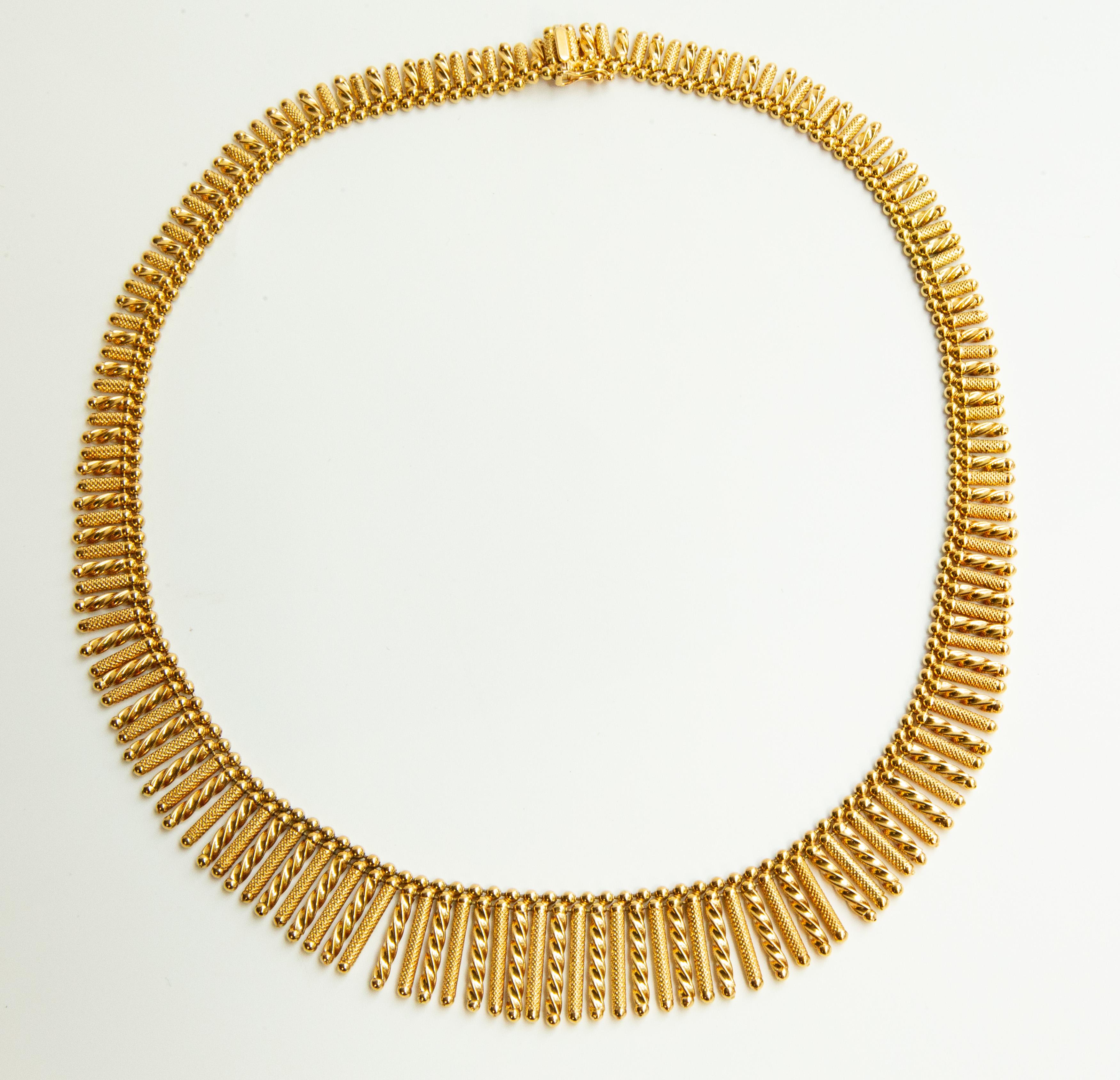 UnoAErre Collier ras du cou à franges en or massif jaune 18 carats en vente 5