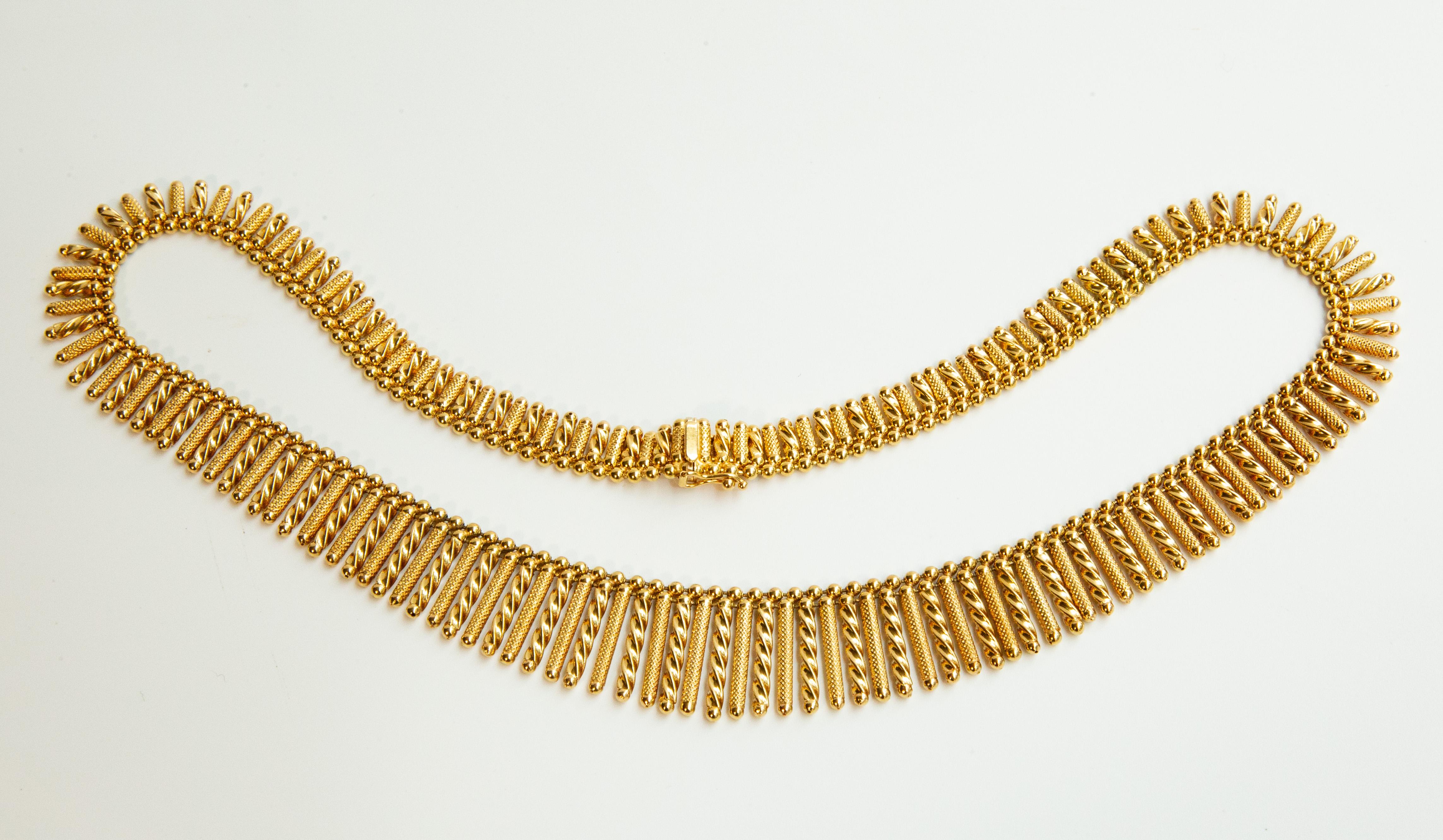 UnoAErre Collier ras du cou à franges en or massif jaune 18 carats en vente 6