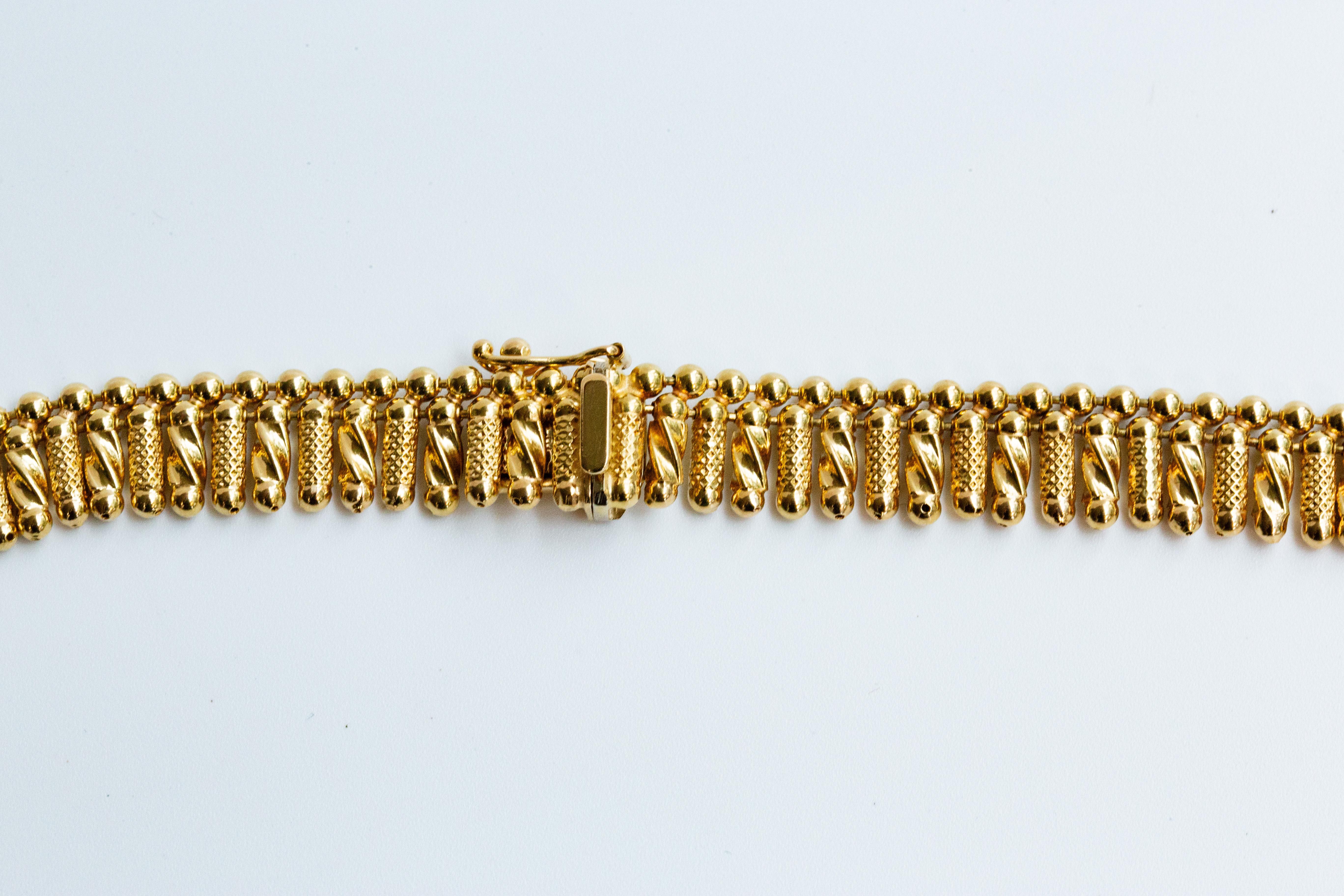 UnoAErre Collier ras du cou à franges en or massif jaune 18 carats en vente 12