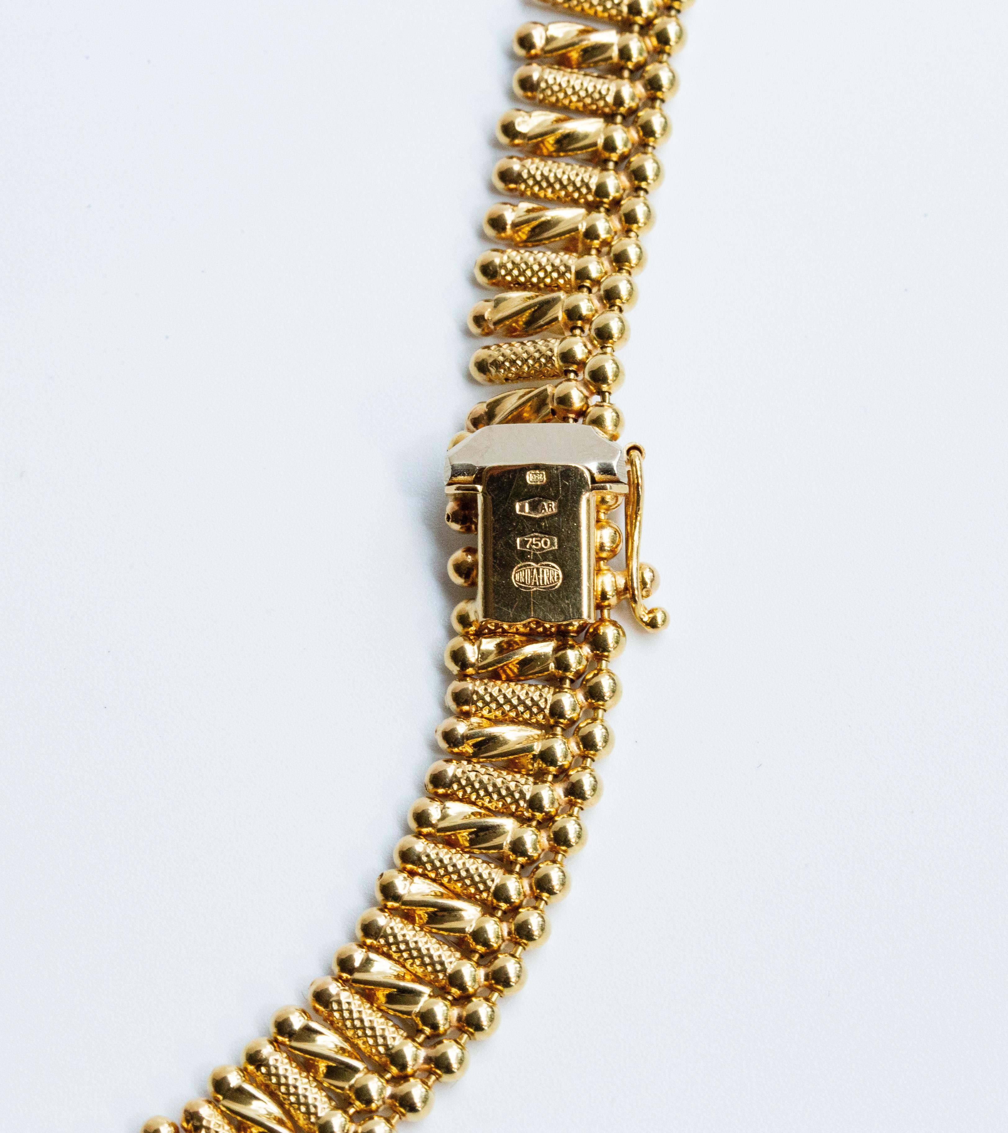UnoAErre Collier ras du cou à franges en or massif jaune 18 carats en vente 14