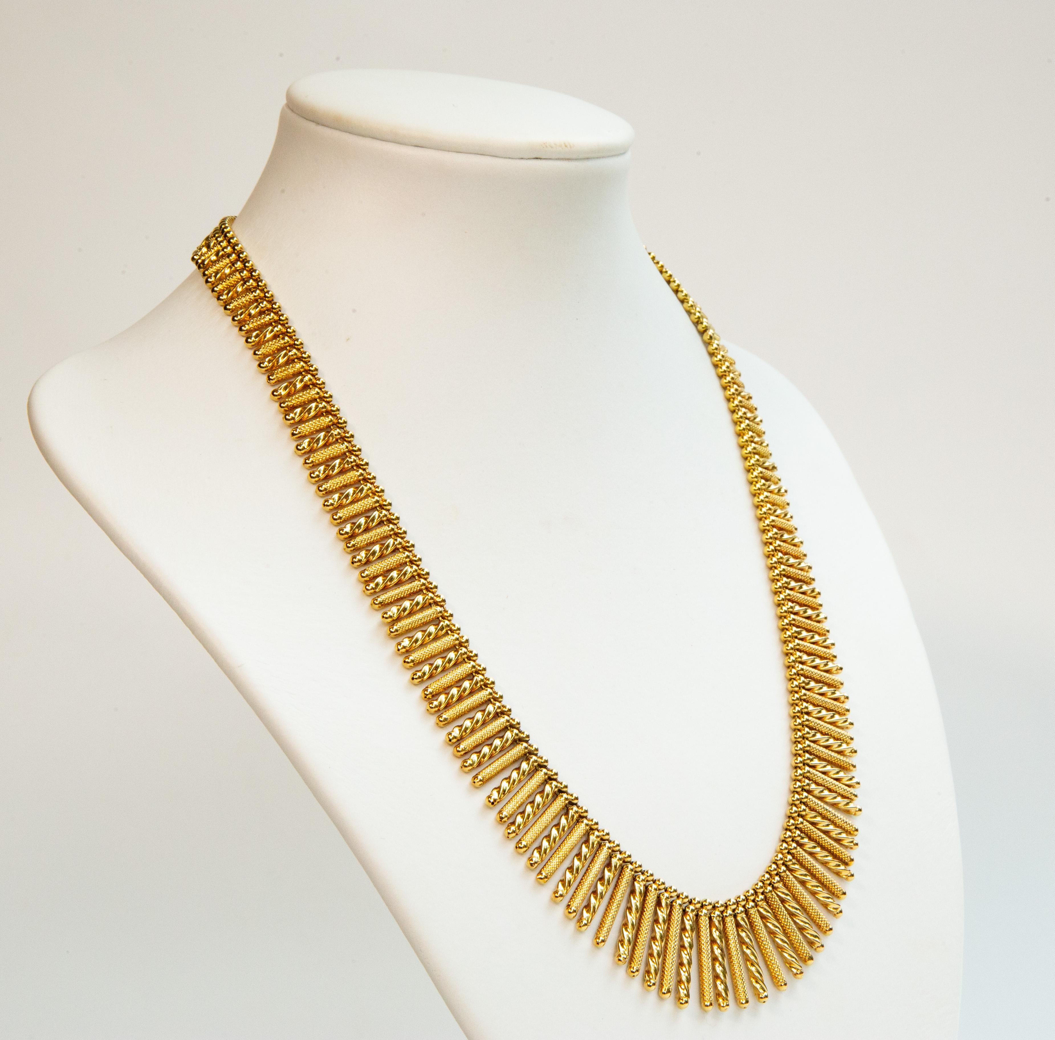 UnoAErre Collier ras du cou à franges en or massif jaune 18 carats Bon état - En vente à Arnhem, NL