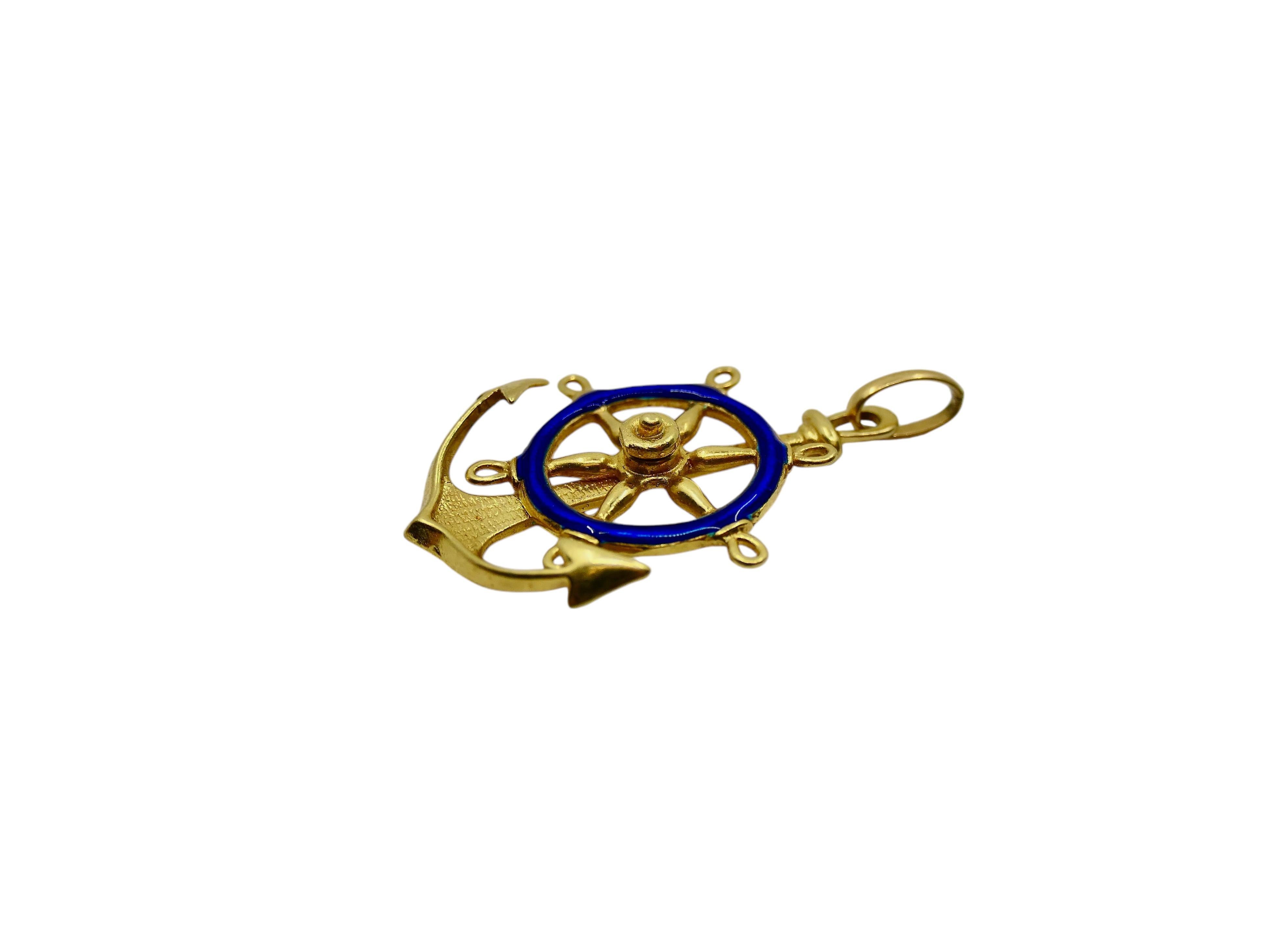 da uomo o donna UnoAErre ciondolo in oro 18 carati con charm a forma di ancora Gioielli nautici in vendita