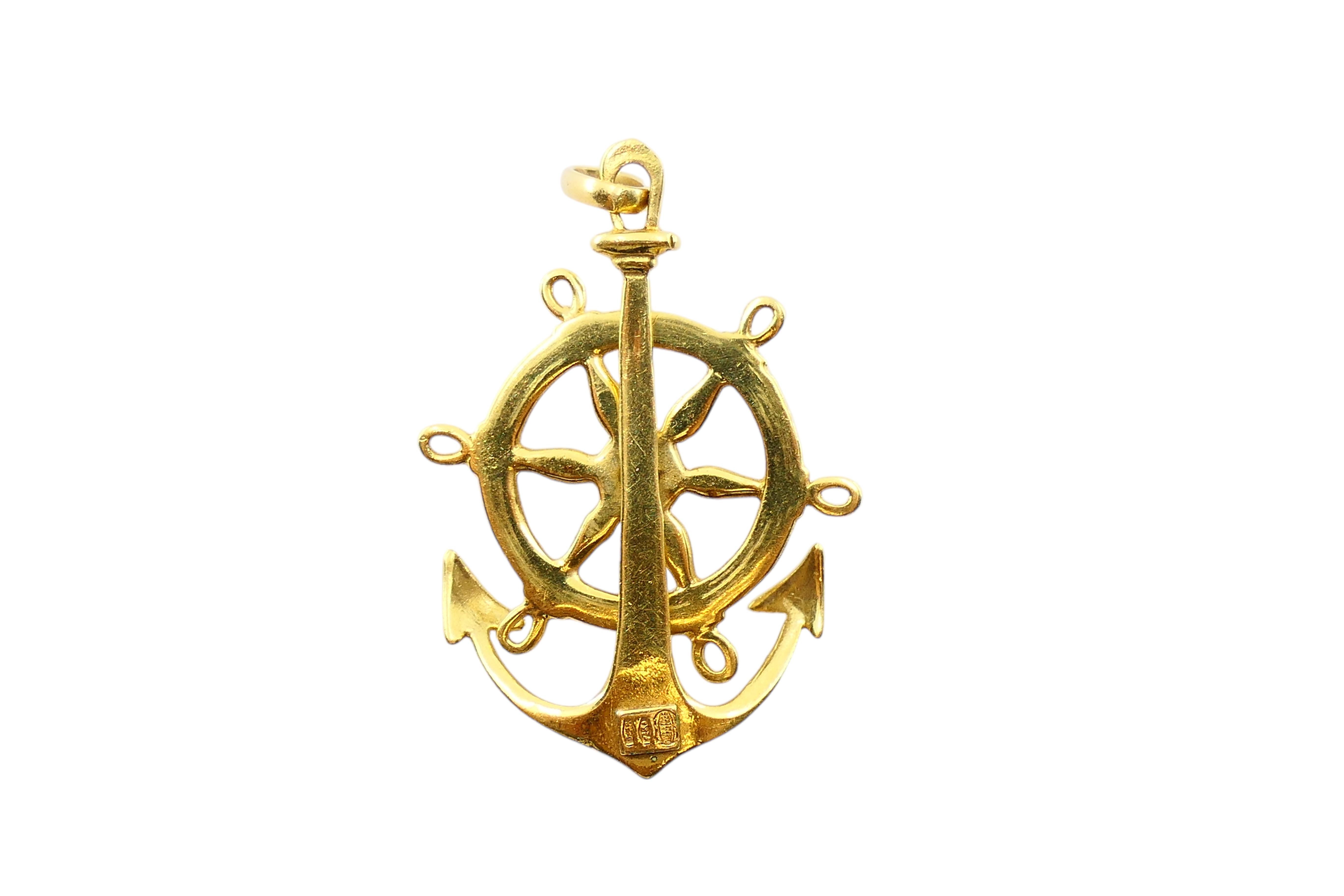 UnoAErre ciondolo in oro 18 carati con charm a forma di ancora Gioielli nautici in vendita 1