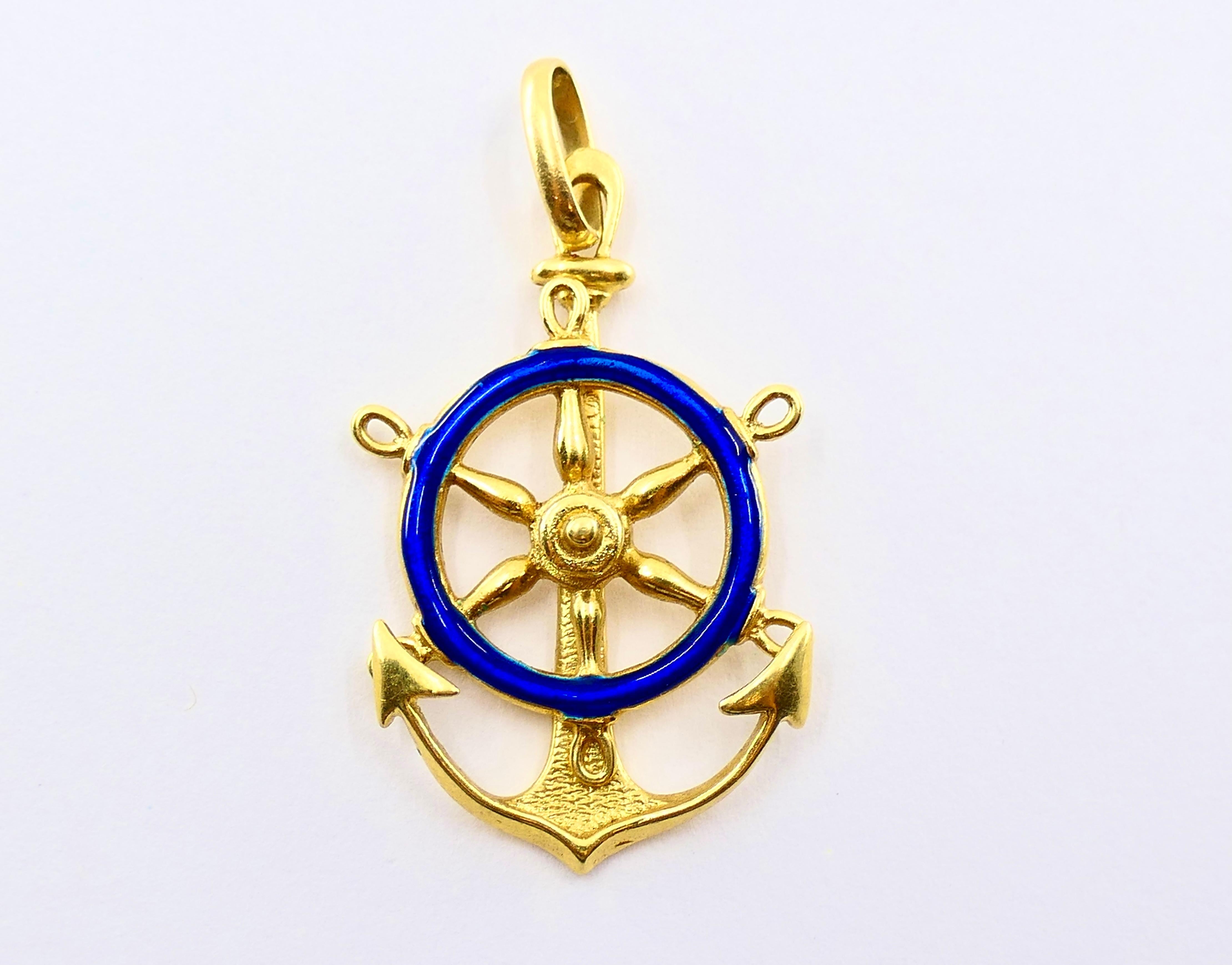 UnoAErre ciondolo in oro 18 carati con charm a forma di ancora Gioielli nautici in vendita 2