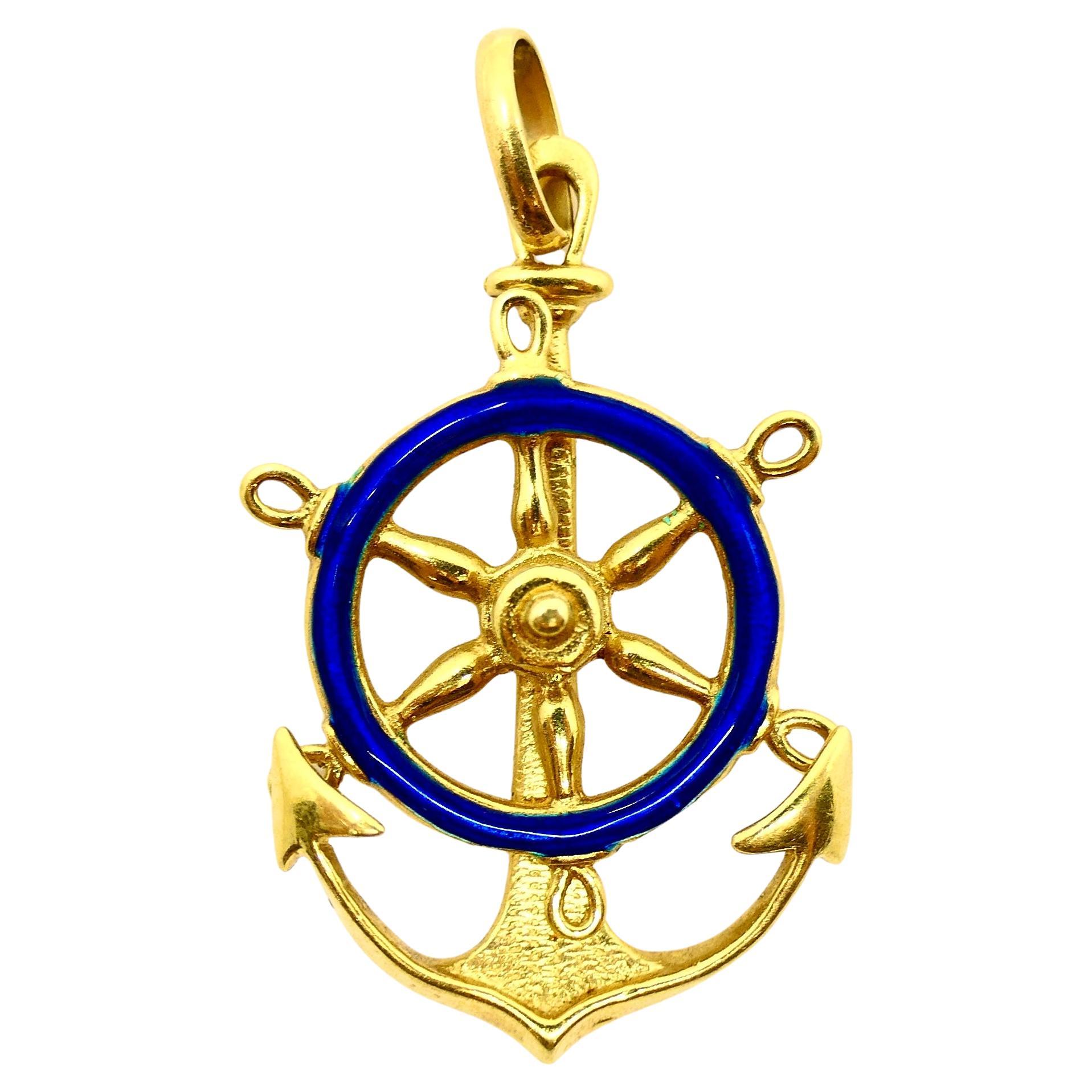 UnoAErre 18k Gold Pendant Anchor Charm Nautical Jewelry