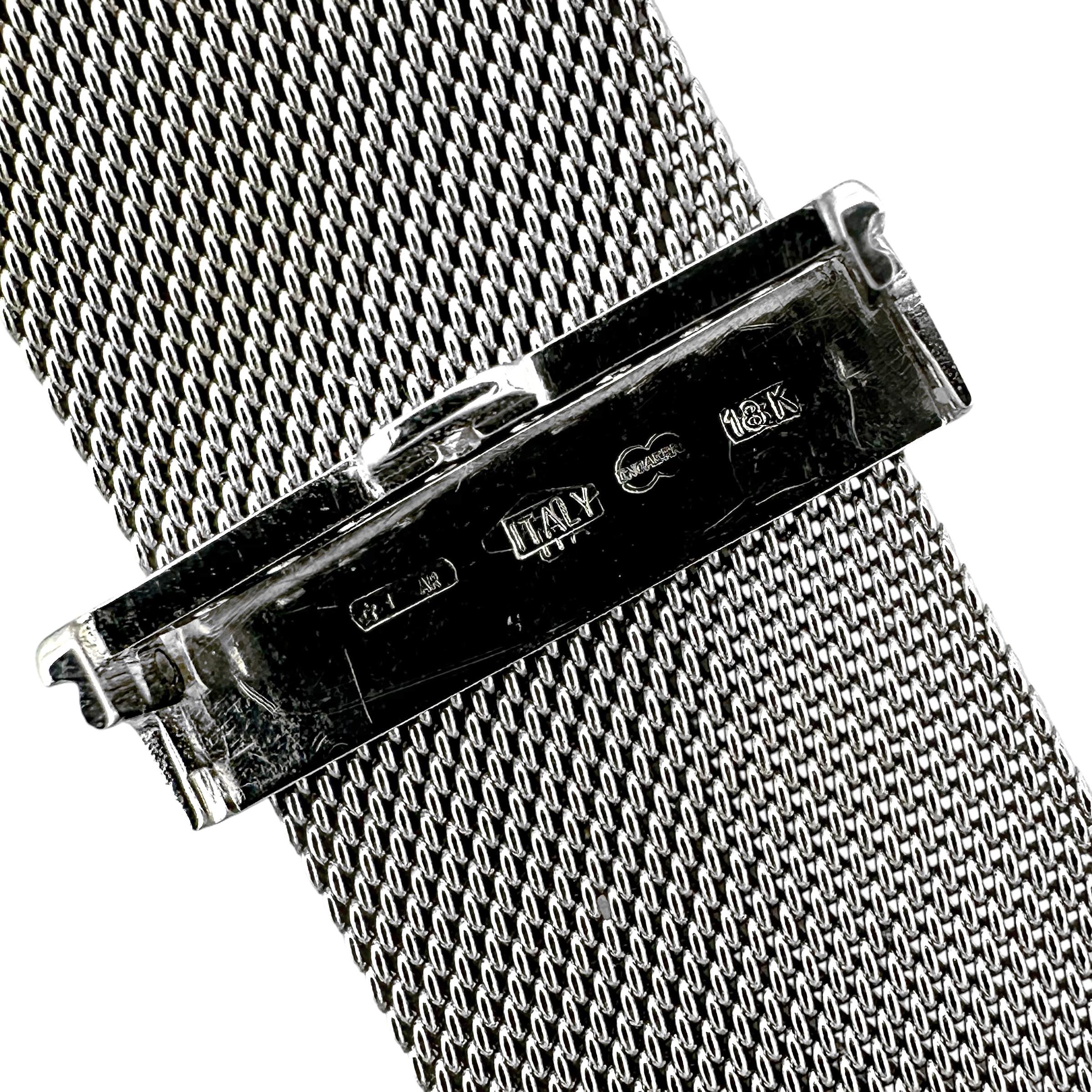 Unoaerre 18K Weißgold Mesh Double Wrap-Armband mit Diamantschnalle im Angebot 2