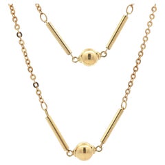 UnoAErre Collar de cadena por cable con eslabón de barra y bola de 32" de largo en oro amarillo de 18k