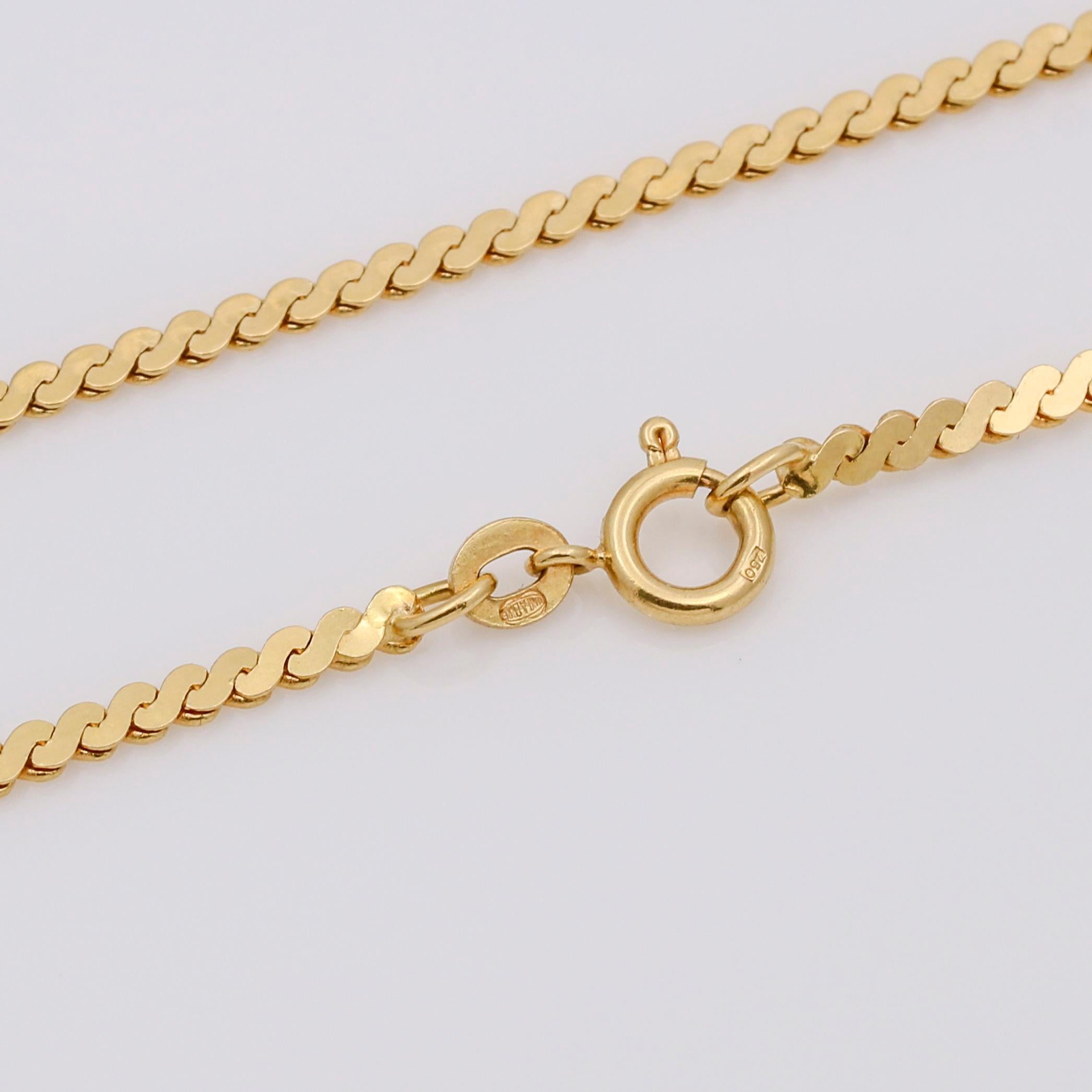Retro UnoAErre 18k Yellow Gold Unisex Serpent Link Chain Necklace For Sale