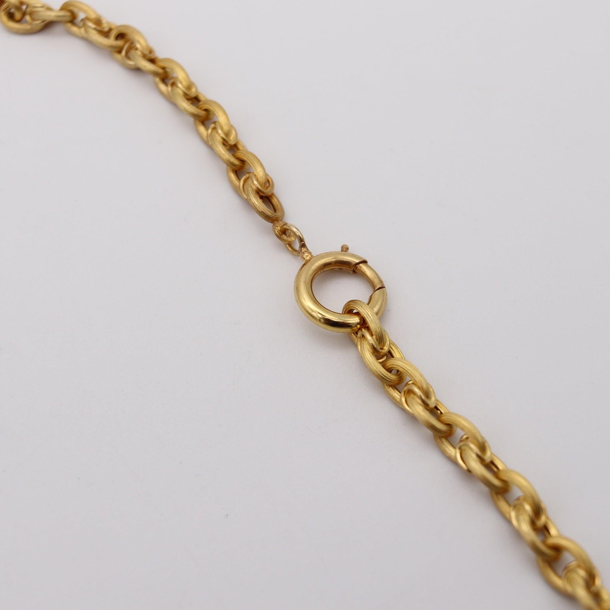 Women's or Men's UNOAERRE 1950 Mid-Century Vintage 35 Inches Long Chain In 14Kt Yellow Gold For Sale