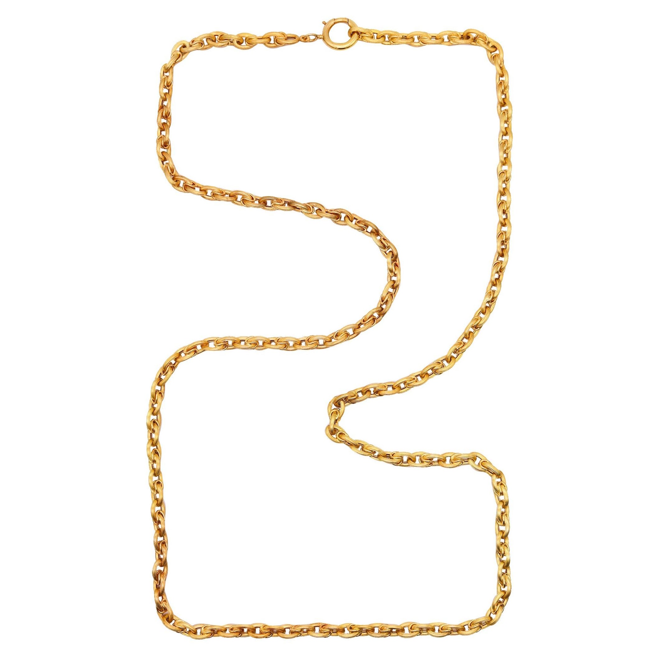 UNOAERRE 1950 Mid-Century Vintage 35 Inches Long Chain In 14Kt Yellow Gold