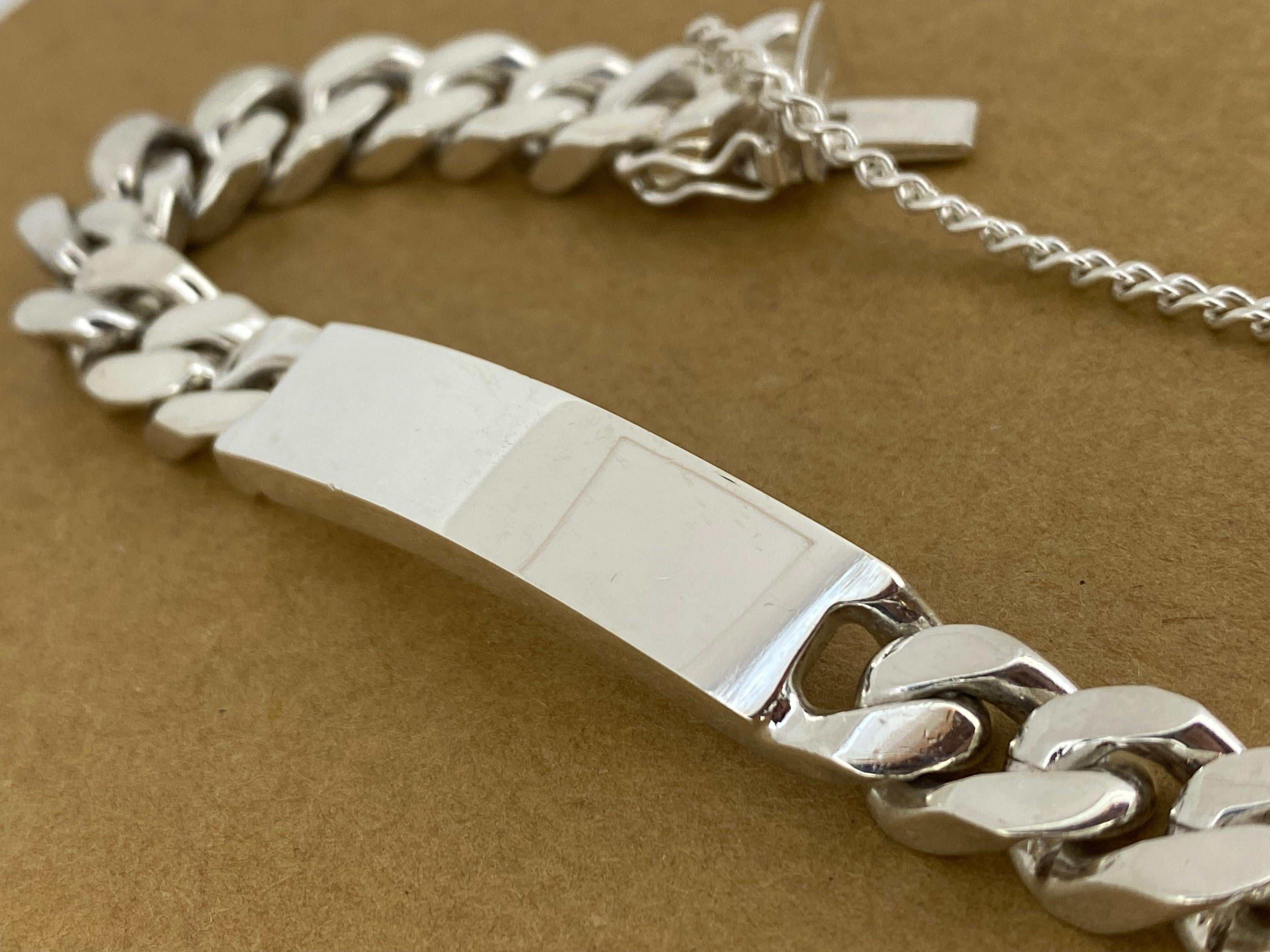 UnoAErre 925 Sterling Silver Solid & Heavy Italian Curb Link Mens' Bracelet For Sale 4