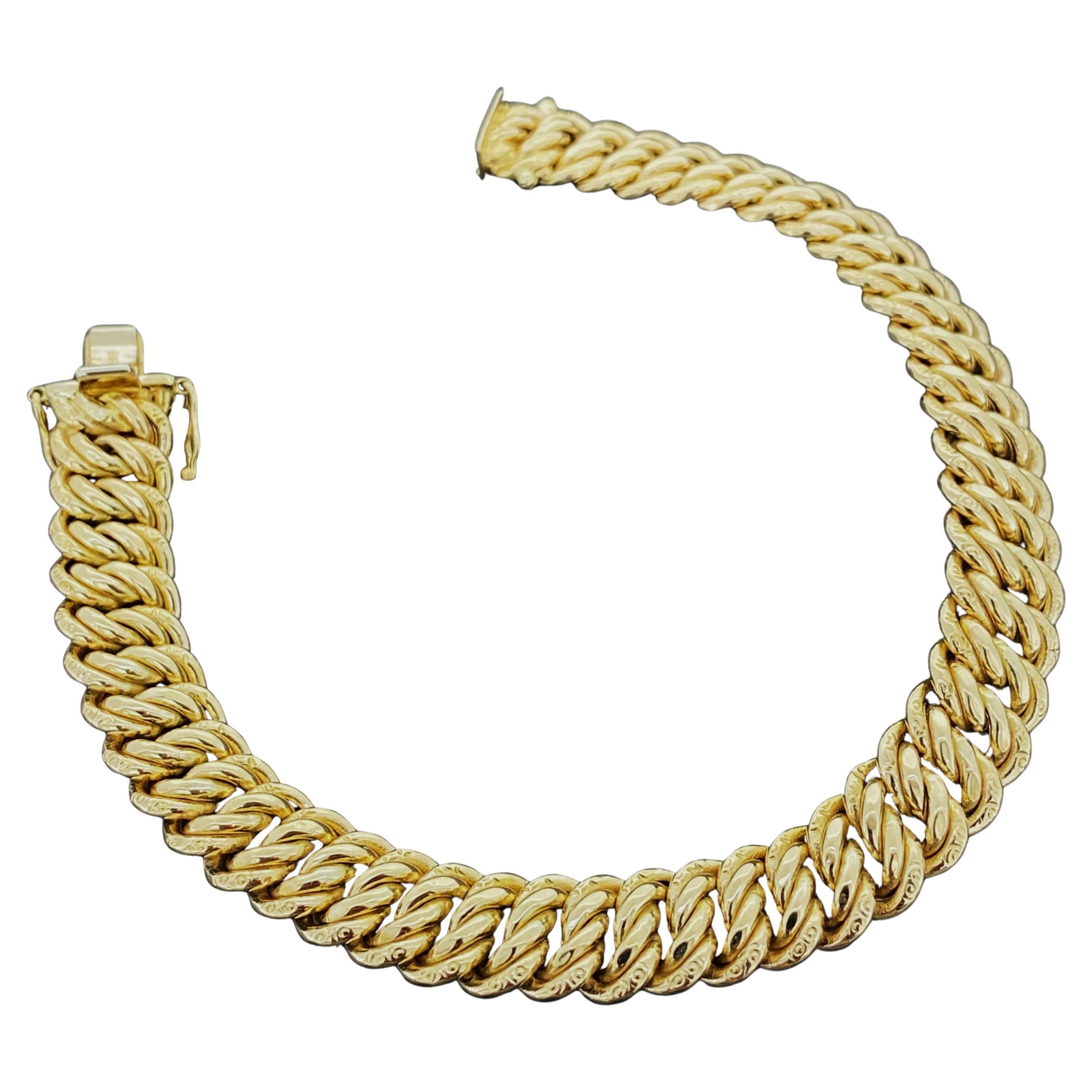 Bracciale UnoAErre in oro giallo 9K Retro 1960's Italian Curb (Cuban) Link Bracelet, 19.5cm In condizioni ottime in vendita a MELBOURNE, AU