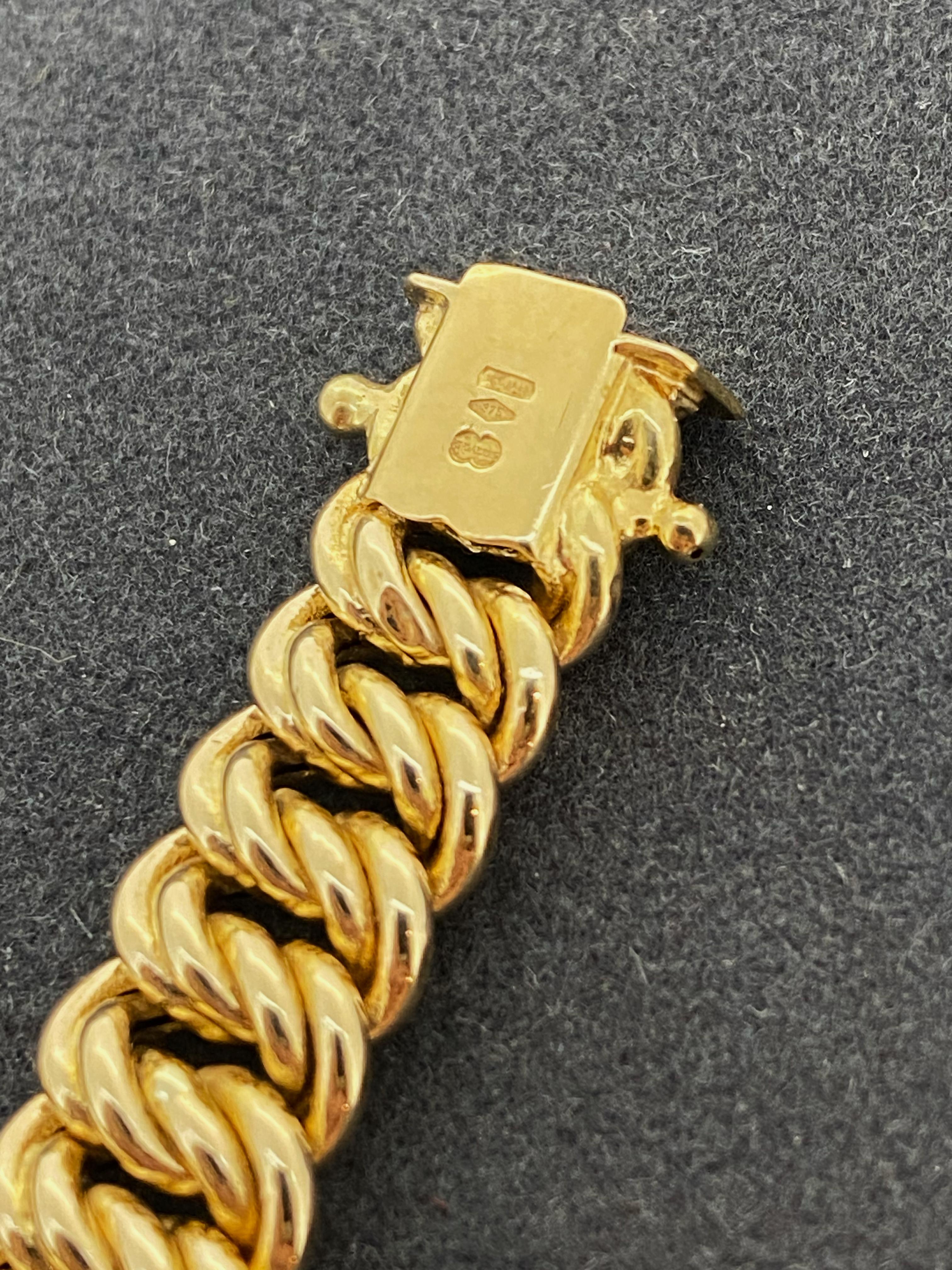 Donna Bracciale UnoAErre in oro giallo 9K Retro 1960's Italian Curb (Cuban) Link Bracelet, 19.5cm in vendita