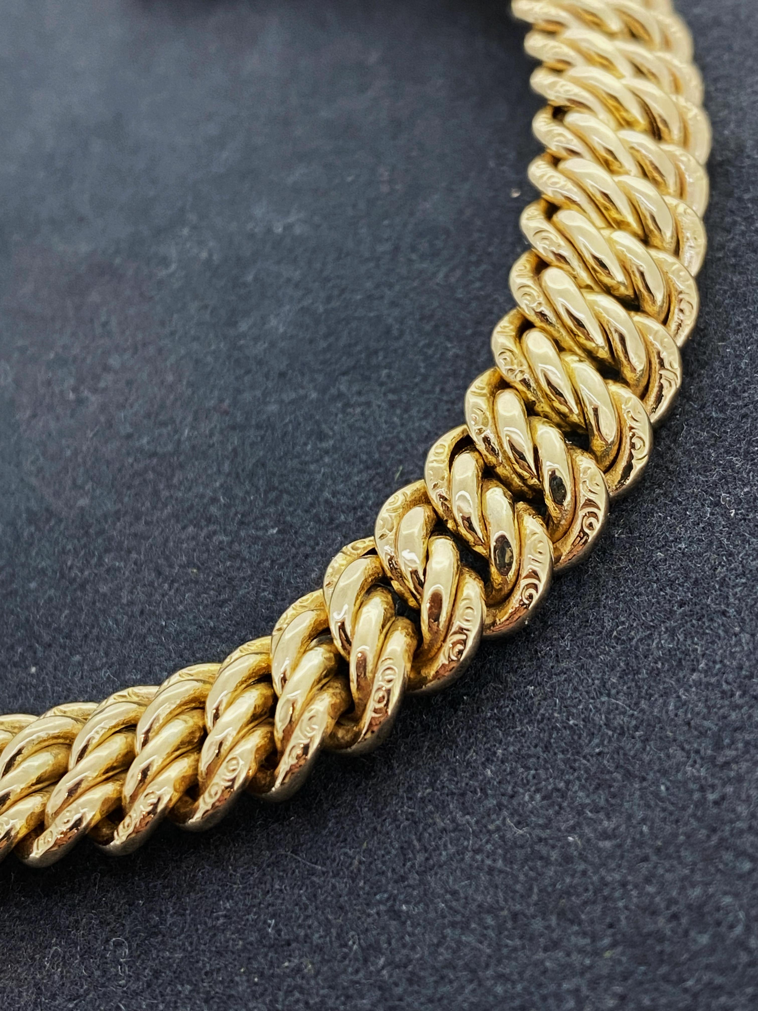 Bracciale UnoAErre in oro giallo 9K Retro 1960's Italian Curb (Cuban) Link Bracelet, 19.5cm in vendita 1