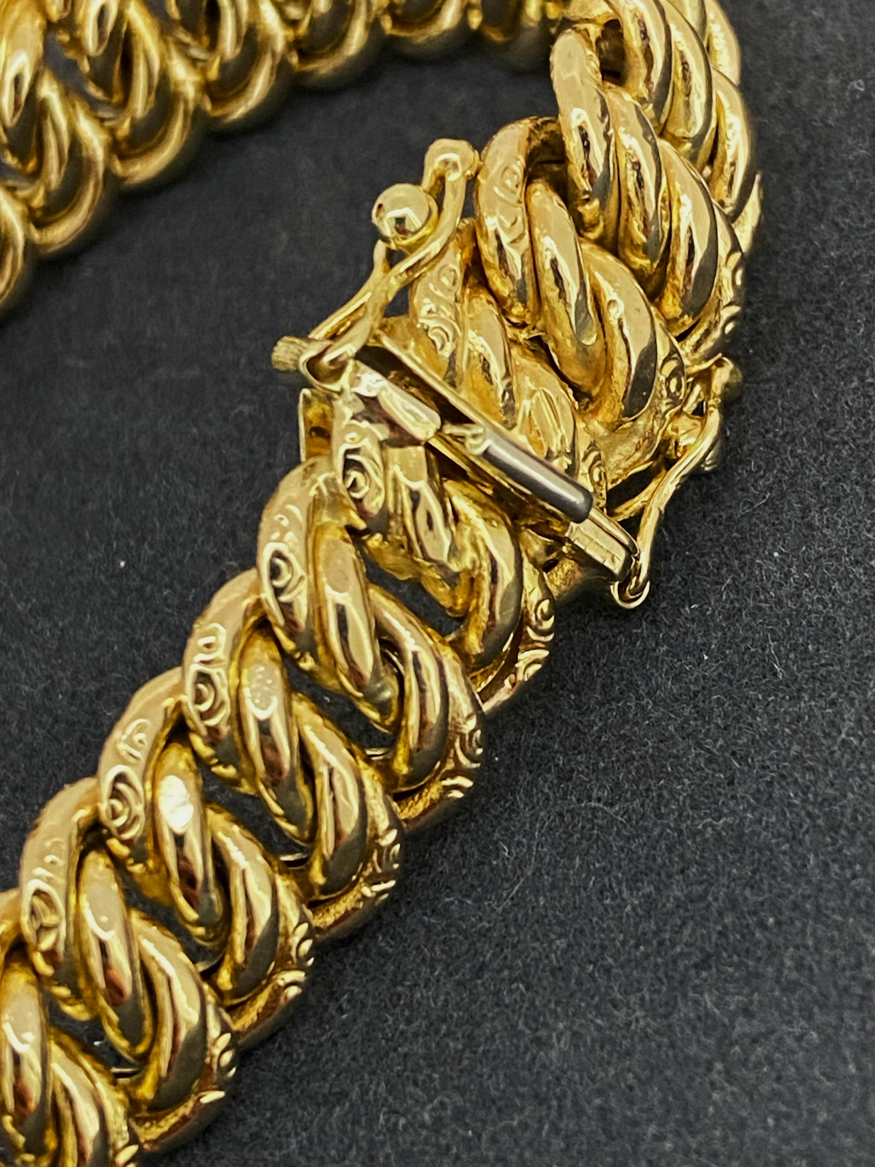 Bracciale UnoAErre in oro giallo 9K Retro 1960's Italian Curb (Cuban) Link Bracelet, 19.5cm in vendita 2