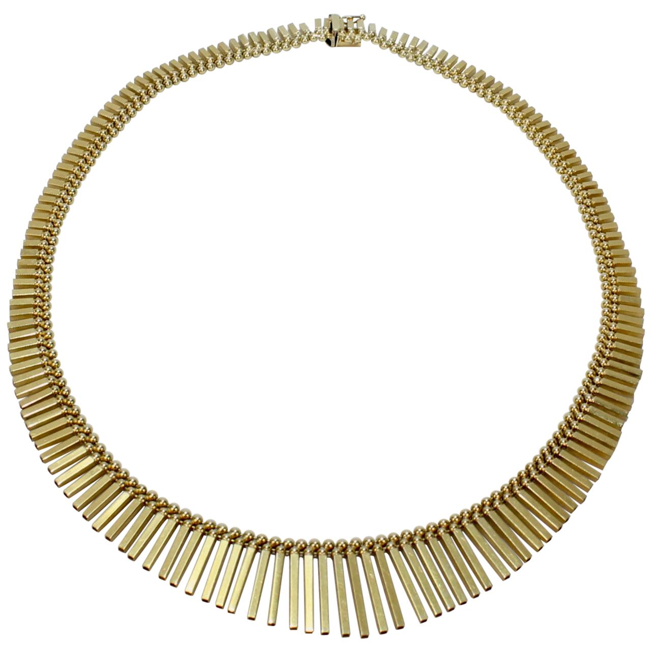 UnoAErre Etruscan Style 14 Karat Gold Graduated Fringe Necklace