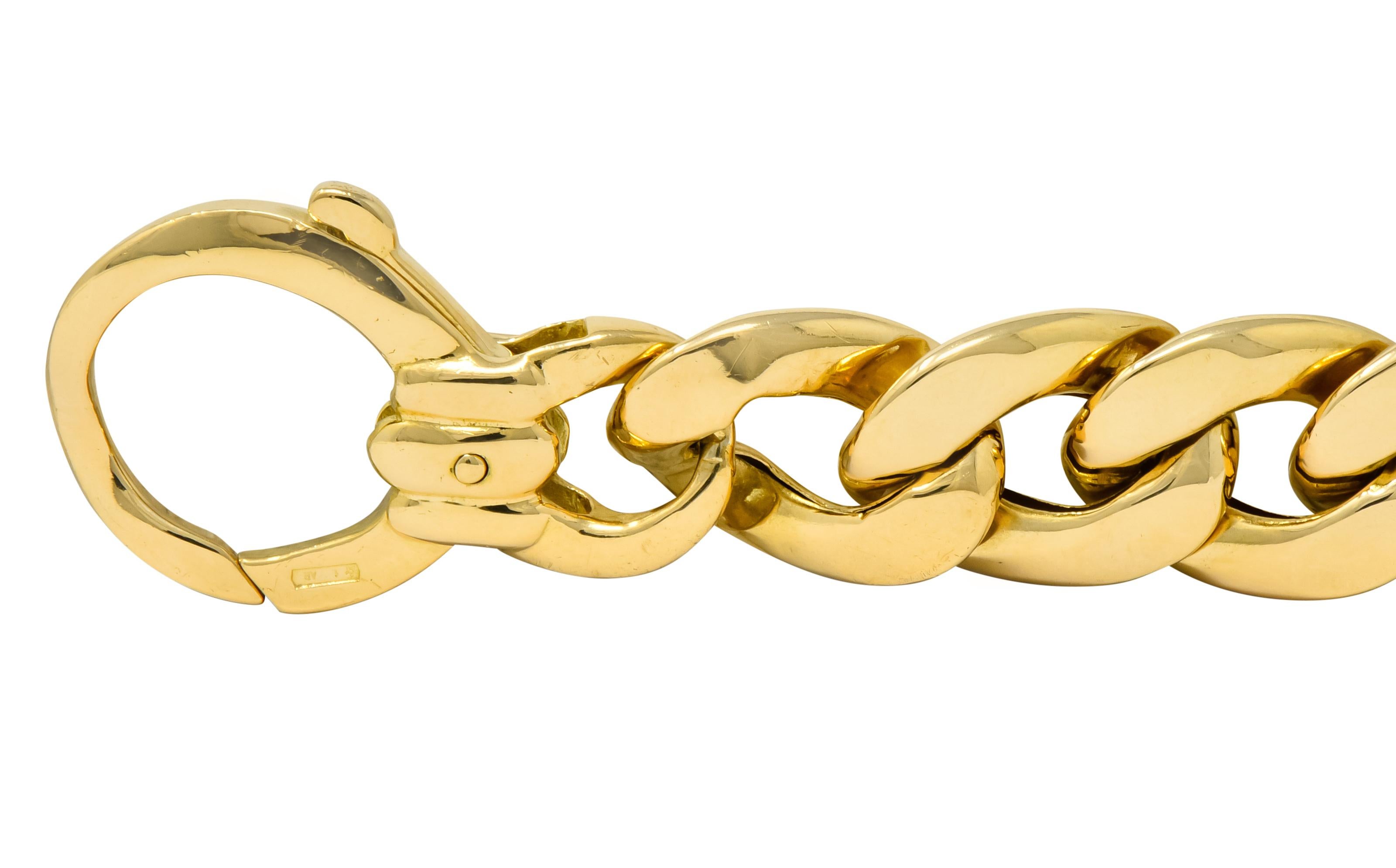 Unoaerre Italian 18 Karat Yellow Gold Curb Link Bracelet In Excellent Condition In Philadelphia, PA