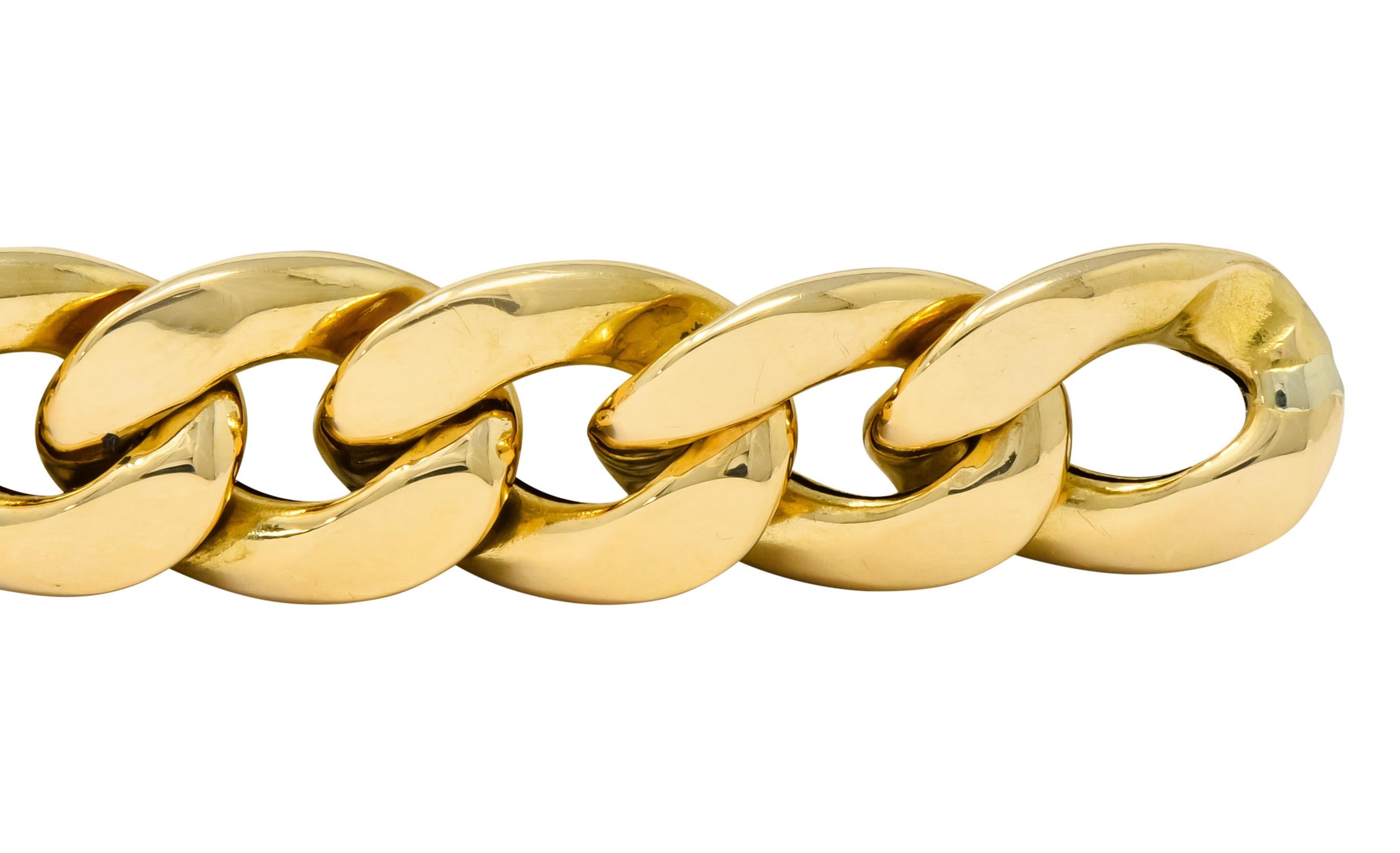 Women's or Men's Unoaerre Italian 18 Karat Yellow Gold Curb Link Bracelet