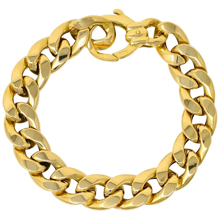 Unoaerre Italian 18 Karat Yellow Gold Curb Link Bracelet at 1stdibs