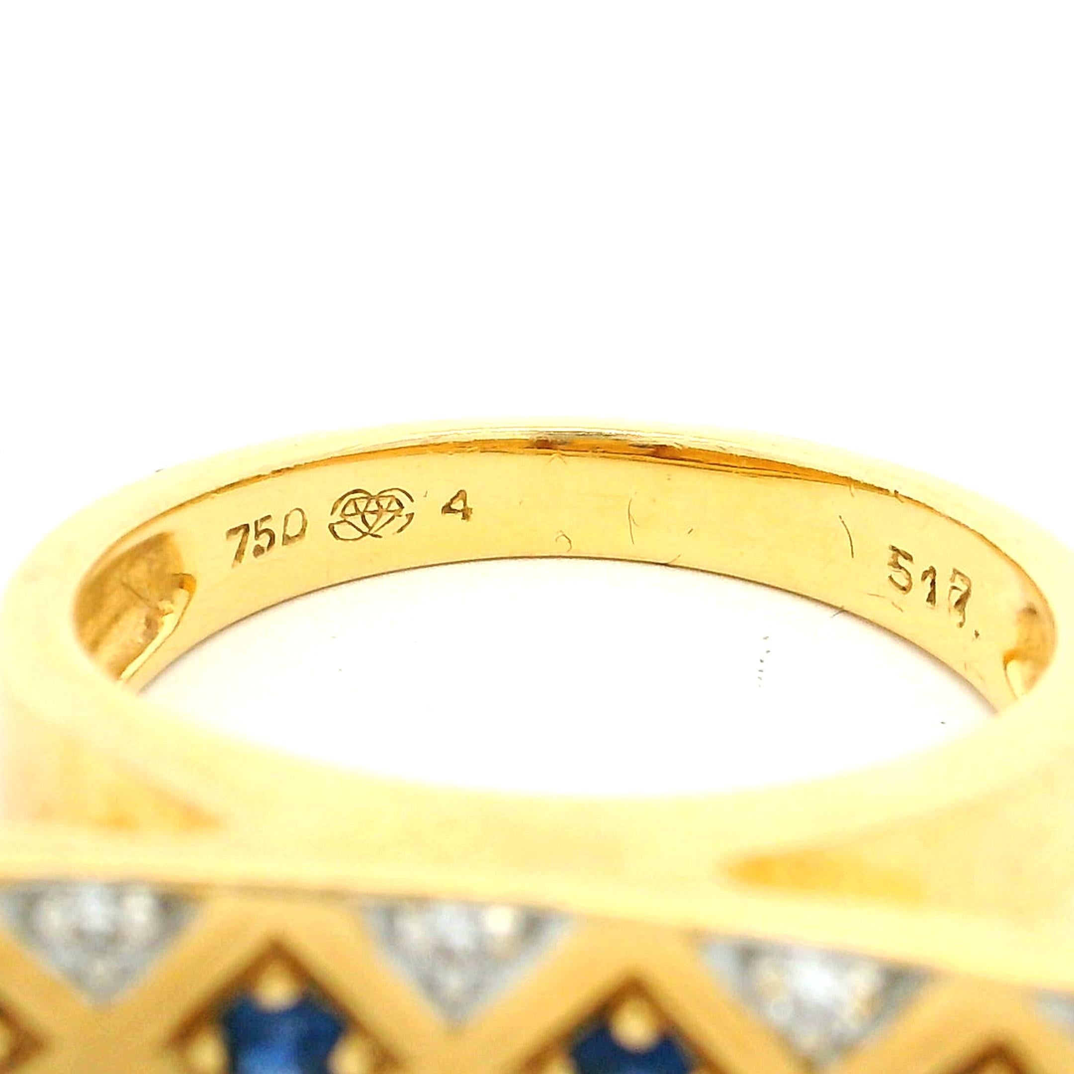 Anello modernista in oro 18 carati con zaffiro e diamante, UnoAErre, anni '80 in vendita 10