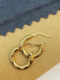 UnoAErre Italienisch 9K Gelbgold Fein detaillierte Vintage 1970's Hoop Ohrringe