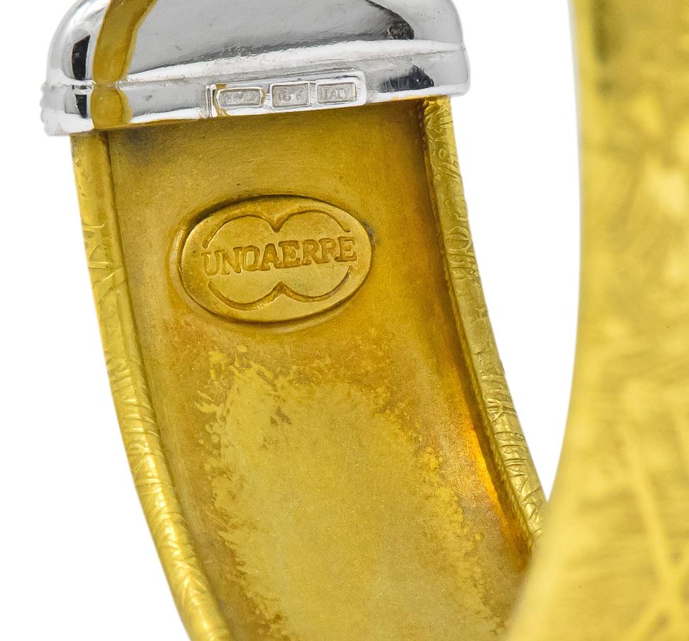 UnoAErre Italian Contemporary Diamond 18 Karat Two-Tone Gold Cuff Bracelet 1