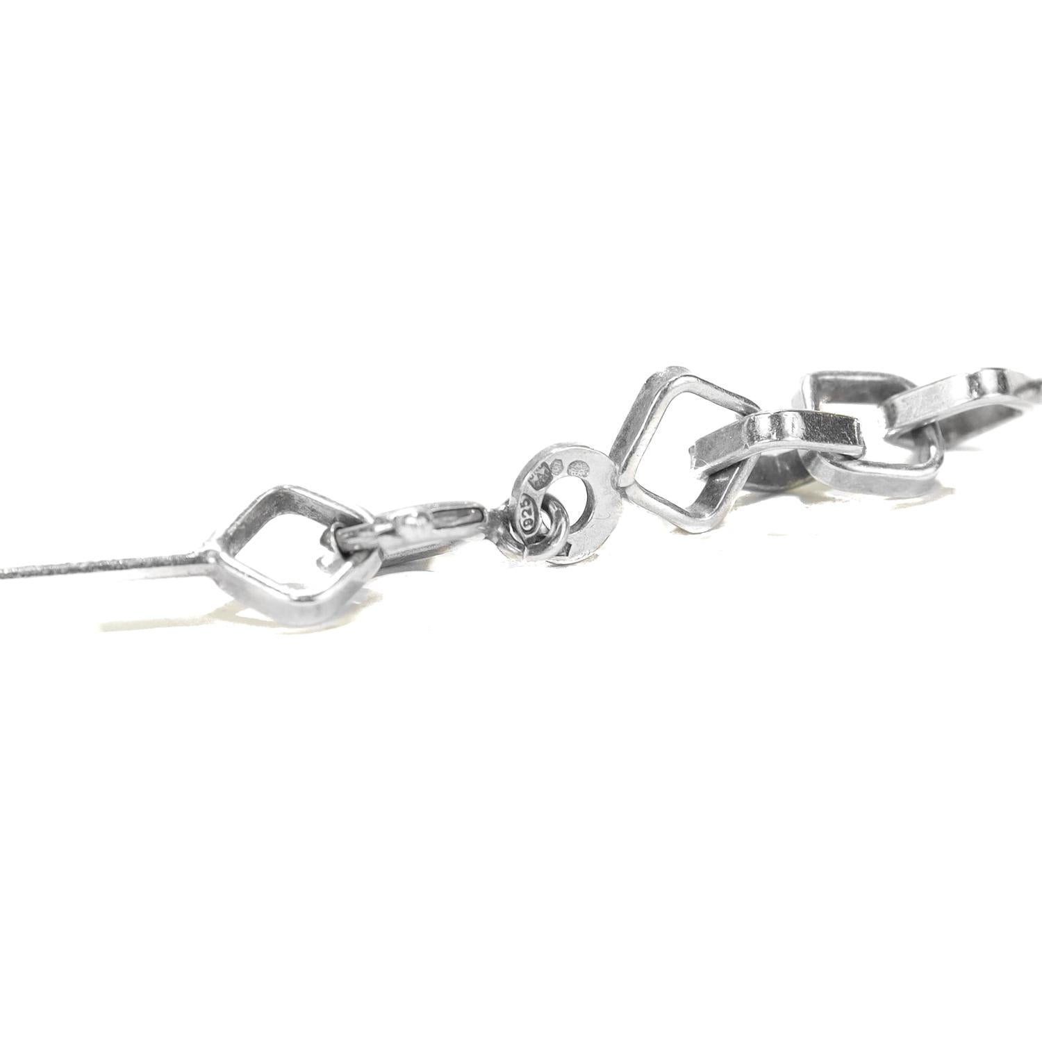 UnoAErre Italienische Mid-Century Modern-Gliederhalskette aus Sterlingsilber 31-Zoll mit Gliedern 6