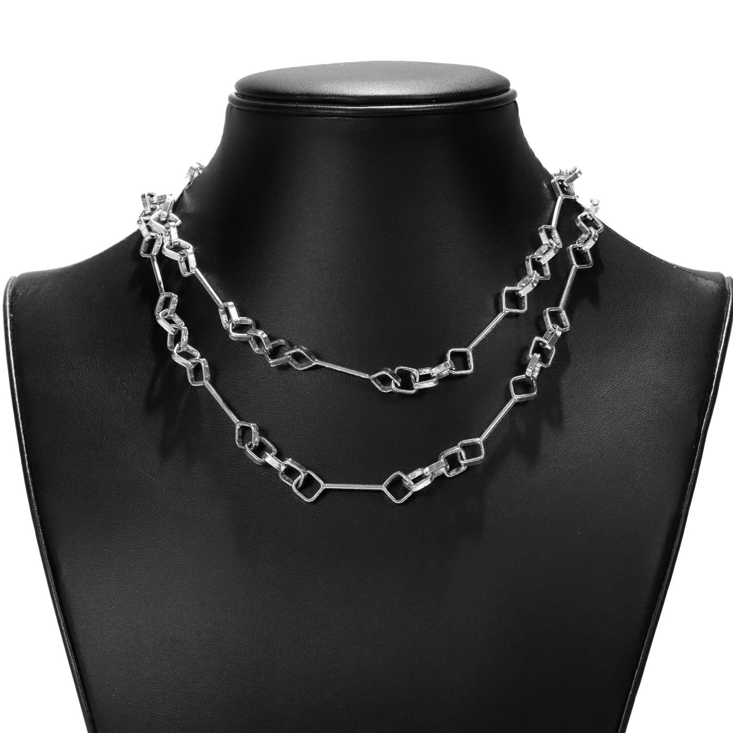 UnoAErre Italienische Mid-Century Modern-Gliederhalskette aus Sterlingsilber 31-Zoll mit Gliedern für Damen oder Herren
