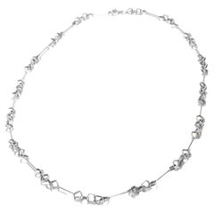 UnoAErre Italienische Mid-Century Modern-Gliederhalskette aus Sterlingsilber 31-Zoll mit Gliedern