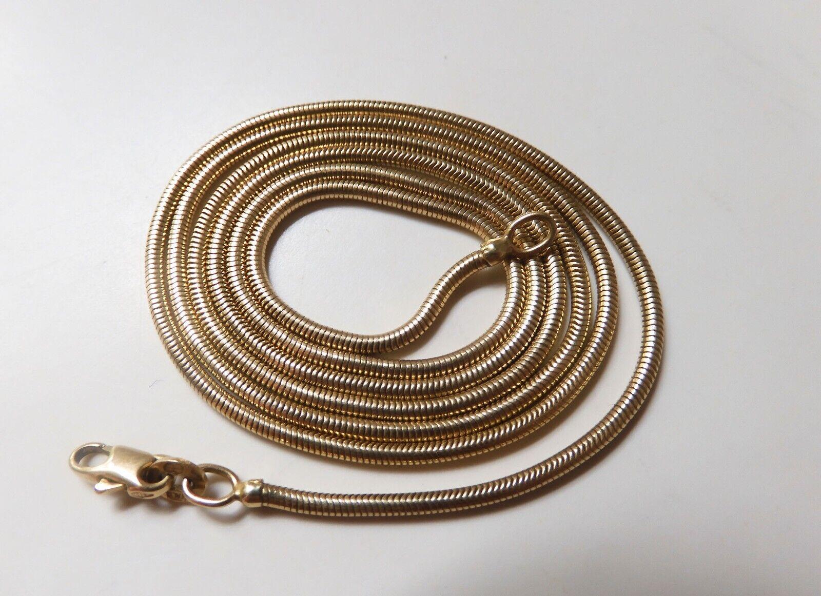 Here is your chance to purchase a beautiful and highly collectible designer snake chain necklace.  

Silky Vintage Unoaerre 14K Yellow Gold 24 Inch Snake Chain Necklace 11.8 Gramsindividual 

This well-made vintage Unoaerre snake chain necklace has