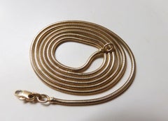 Unoaerre, collier en or jaune 14 carats avec chaîne serpent vintage, Italie