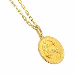 UnoAErre Italy 18k Yellow Gold Sagittarius Zodiac Necklace Vintage