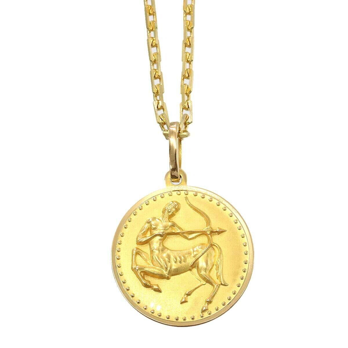 UnoAErre Italy 18k Yellow Gold Sagittarius Zodiac Necklace Vintage 2